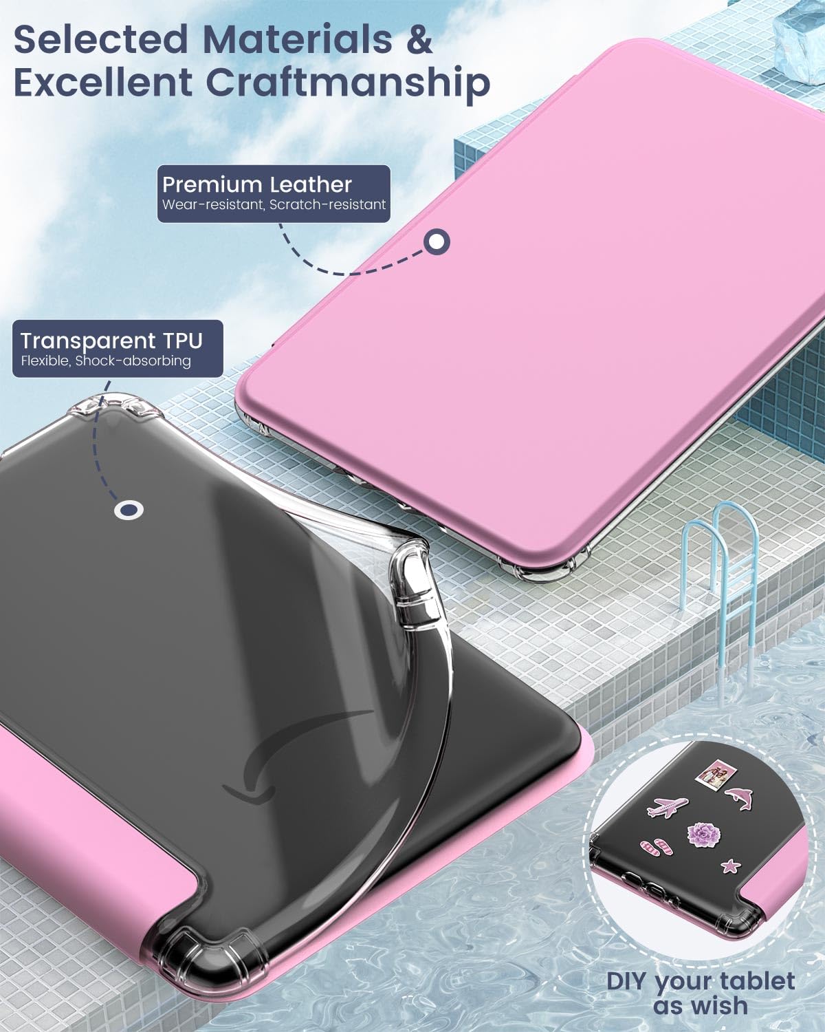 MoKo Custodia Per Kindle Paperwhite 6,8" 11ª Gen 2021: Cover Leggera In TPU Trasparente, Risveglio Automatico, Bordo Anticaduta, Colore Primavera Rosa
