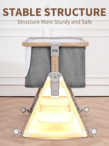 Miniatura 8 de Cuna para bebé junto a la cama - Cunas 3 en 1 con sábanas impermeables, colchón suave y malla transpirable, cuna junto a la cama ajustable en altura