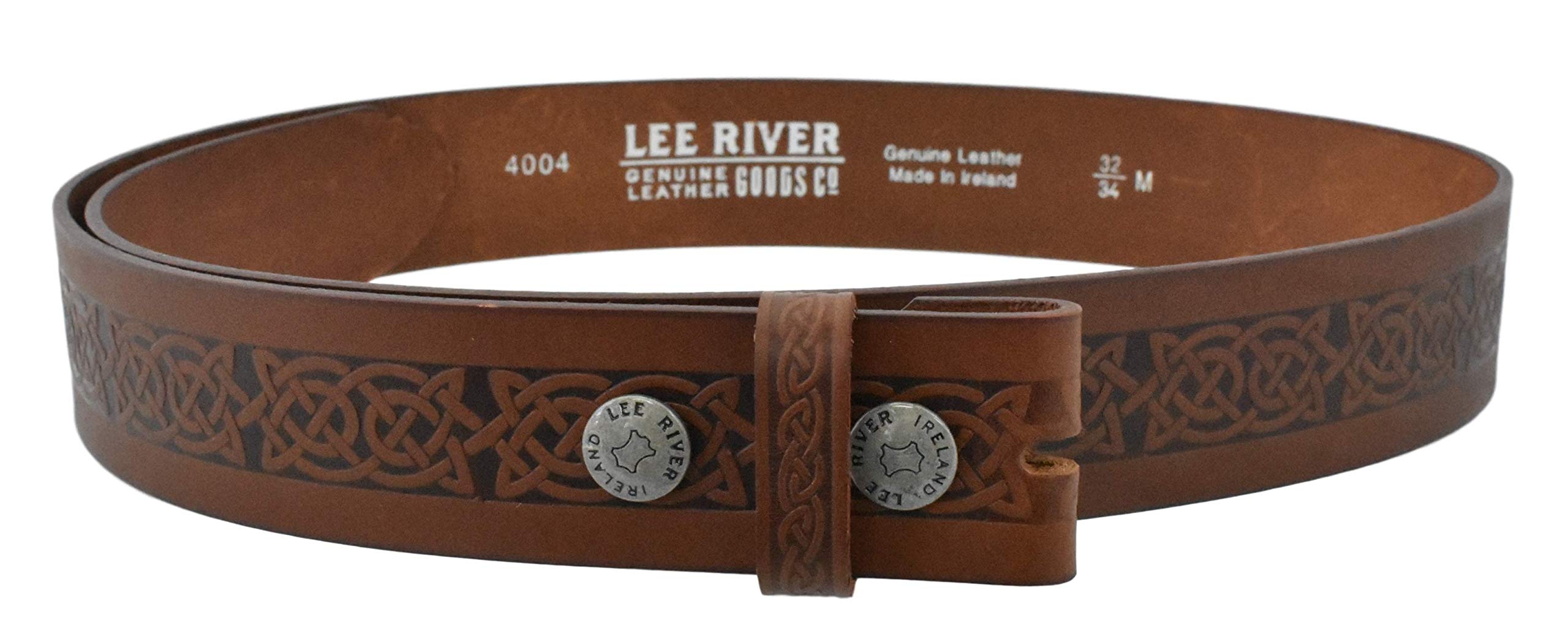 Lee River Goods Co Men's Brown - Celtic Leather Belt Setanta (Buckle Not Included), S