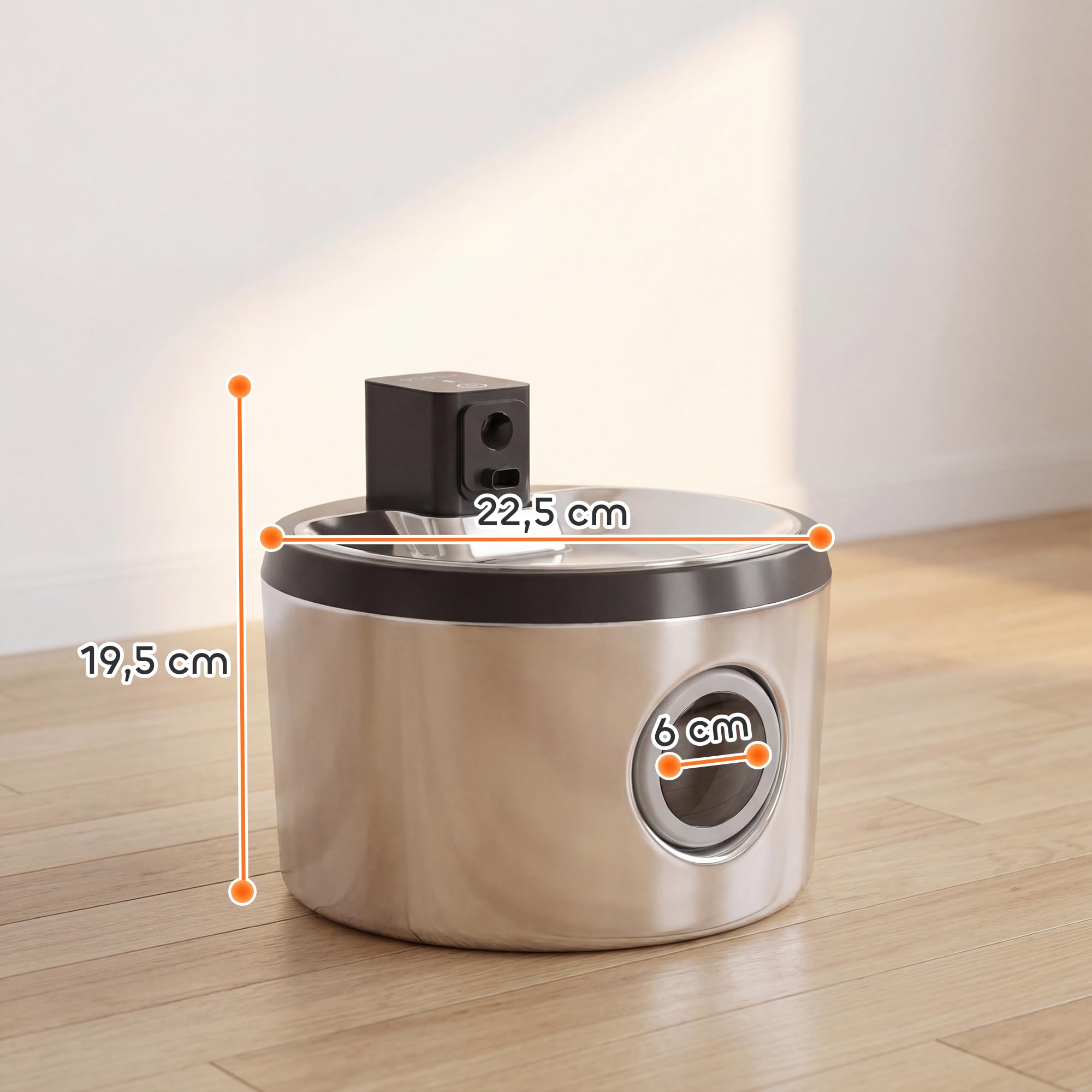 PawHut Fuente para gatos, 4 l, inalámbrica, acero inoxidable, con detector de movimiento, color plateado | Fuente para beber, 6 filtros, sistema de filtración doble, ventana LED, ultrasilenciosa, funciona con pilas, para 30 días