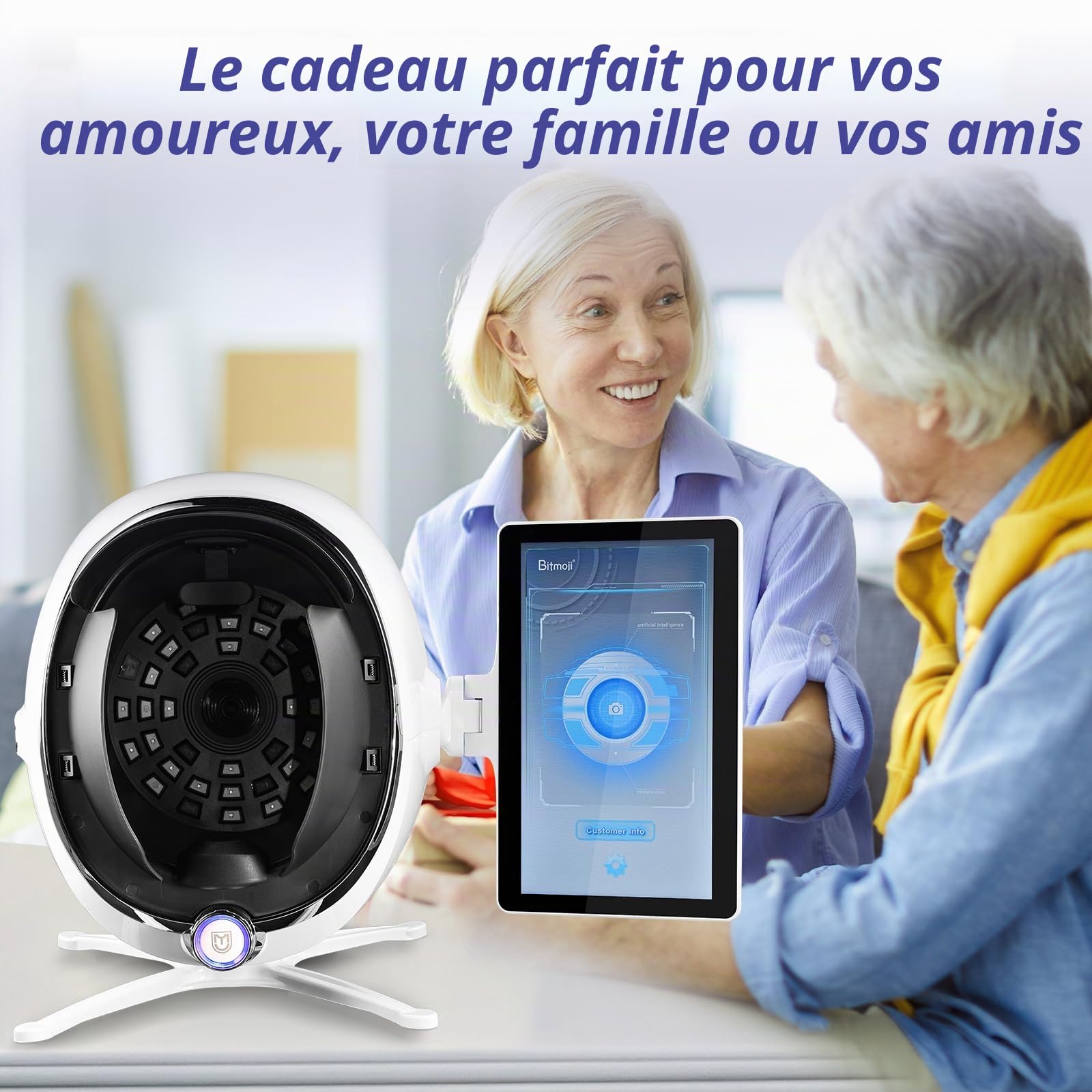Analyseur de peau numérique 3D de 33,3 cm, machine d'analyse intelligente de la peau du visage, 38 millions de pixels, 8 analyseurs spectraux d'humidité faciale pour salon de beauté, soins de la peau