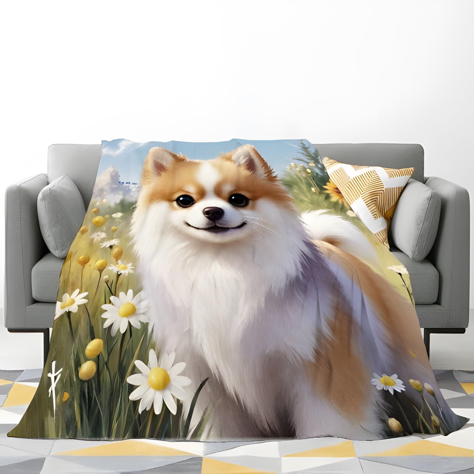 Koc z motywem morza kwiatów pomorskich, kojący styl, koc polarowy flanelowy z mikrofibry 180 x 220 cm, lekki, miękki, ciepły i wygodny, odpowiedni do sypialni i salonu