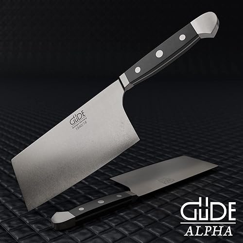 Miniatura 6 de Güde Alpha Series Cuchillo de carnicero forjadoafilado a mano, 7 pulgadas y 10 onzas, acero endurecido en hielo, fabricado en Solingen, Alemania