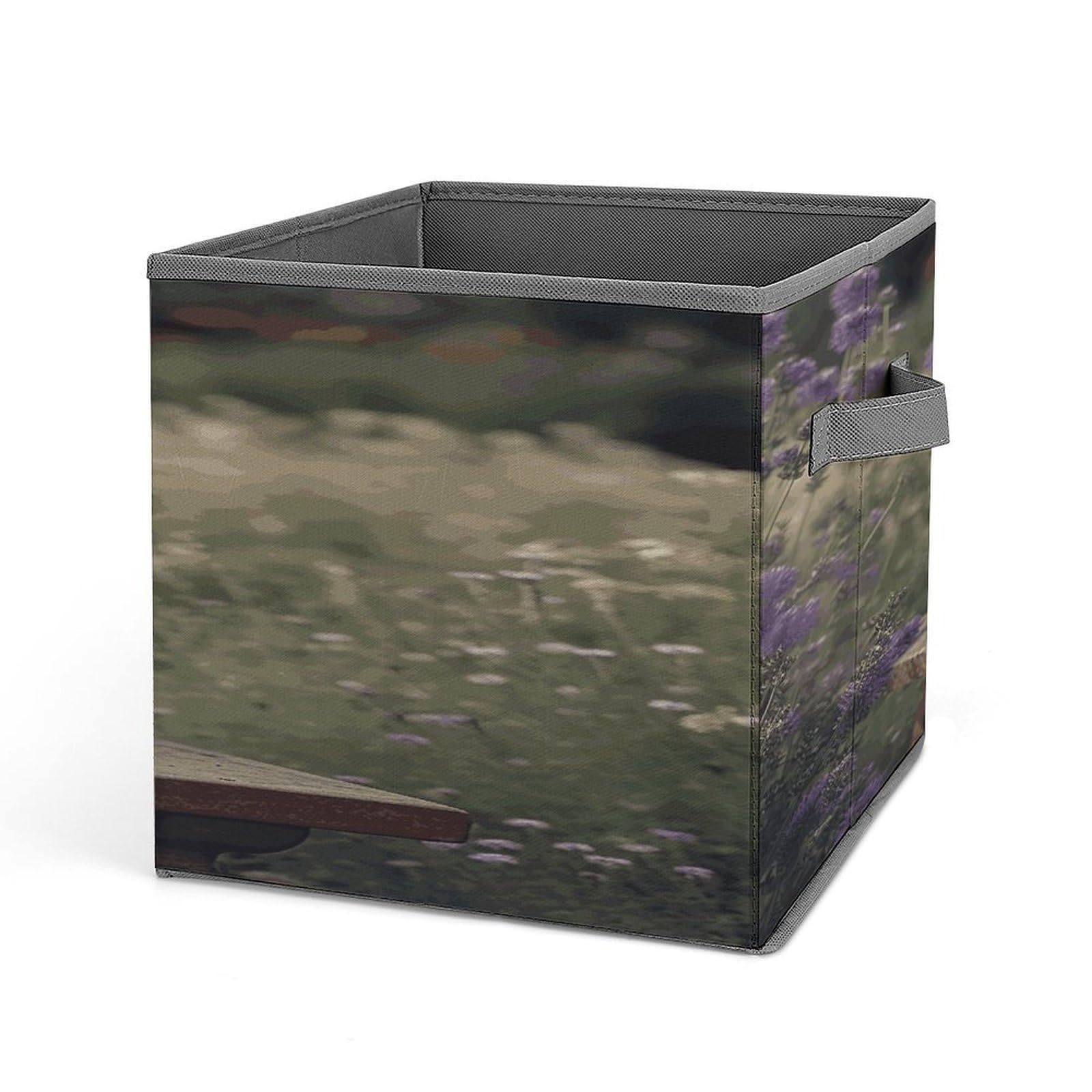 Fekiloot Style Gray Cat In Flower Field Storage Bins Storage Baskets