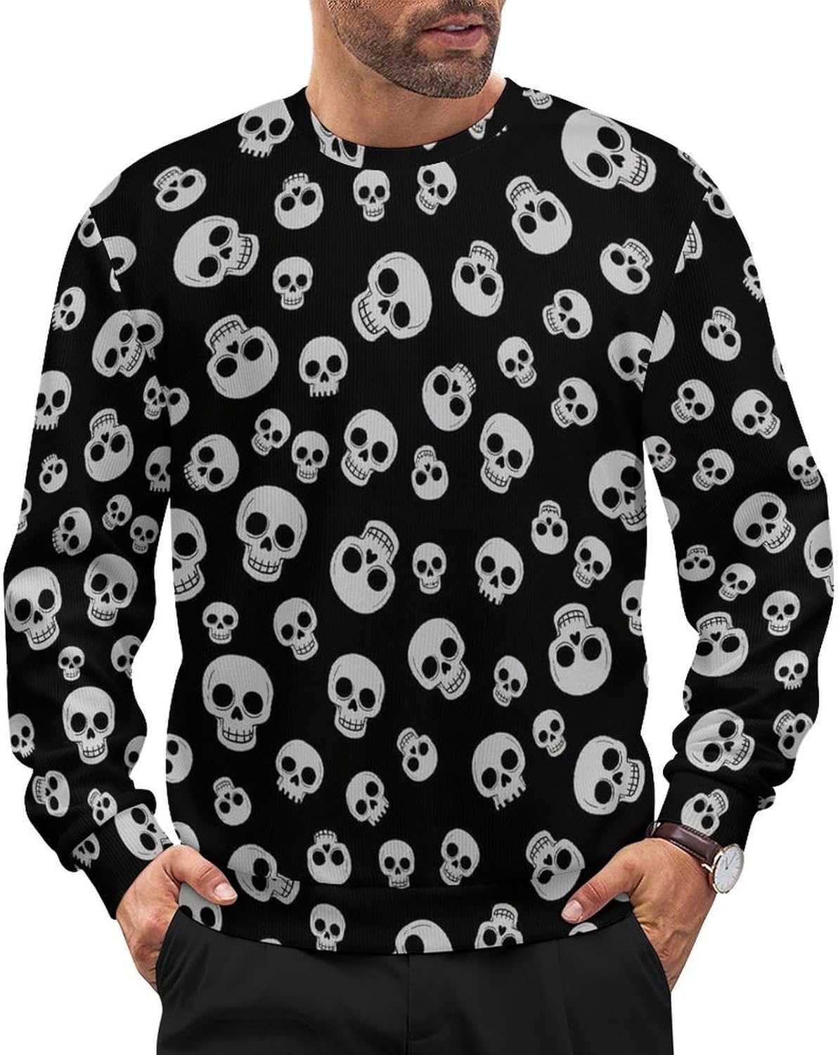 Men's Round Neck Sweater Knitted Pullover Casual Soft Lightweight Long Sleeve Dress Sweater