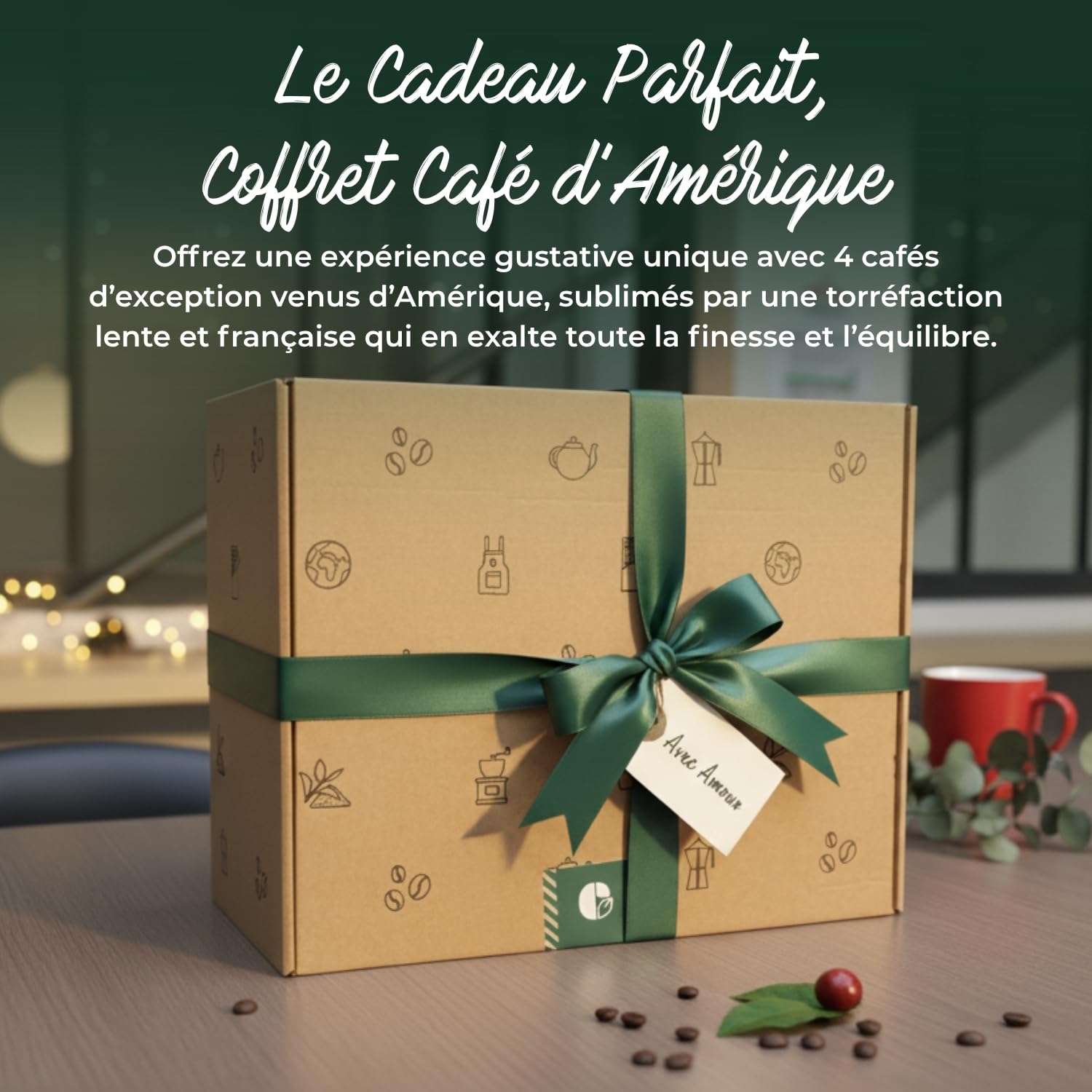 Café Bonnac – Coffret Découverte Cafés d’Amérique – Café en Grain – 4x250g – 100% Arabica – Costa Rica, Honduras, Nicaragua & Colombie – Torréfaction Artisanale Française – Idée Cadeau