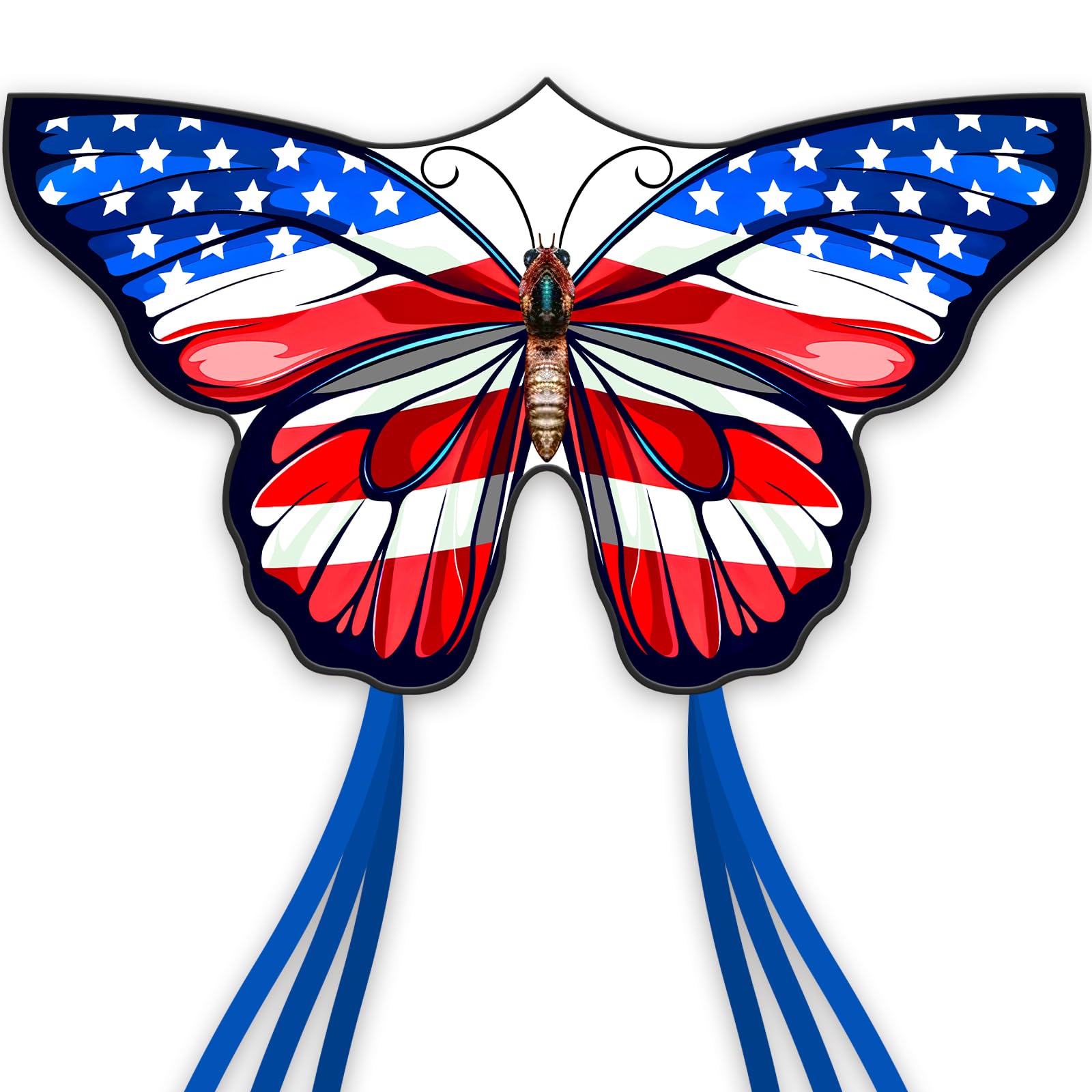 SGftre American Flag Butterfly Kite for Kids & Adults,Extremely Easy to Fly for Beginners，Outdoor Fun Kite Present Summer Kites Butterfly for Kids Toy
