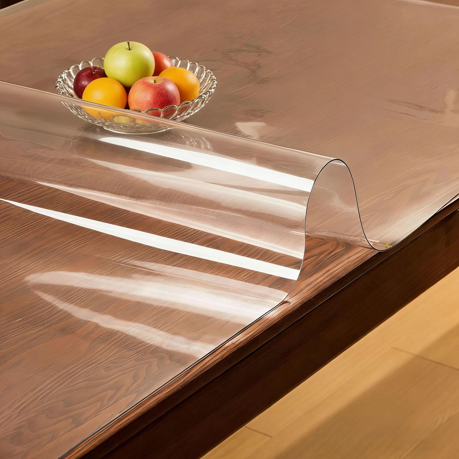 Toile Cirée 50 x 118 cm Protège Les Rayures Protection Table Transparent Transparent - Différentes Tailles pour La Maison et La Cuisine, Angle Droit