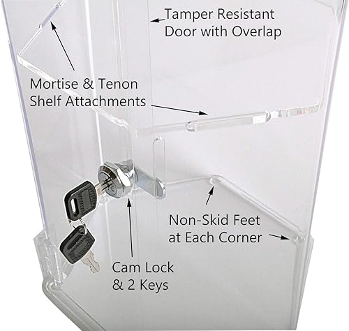 Miniatura 2 de Vitrina giratoria de 24 pulgadas de alto vitrina de joyería con bloqueo de gabinete de exhibición de gabinete de exhibición de acrílico vitrina caja