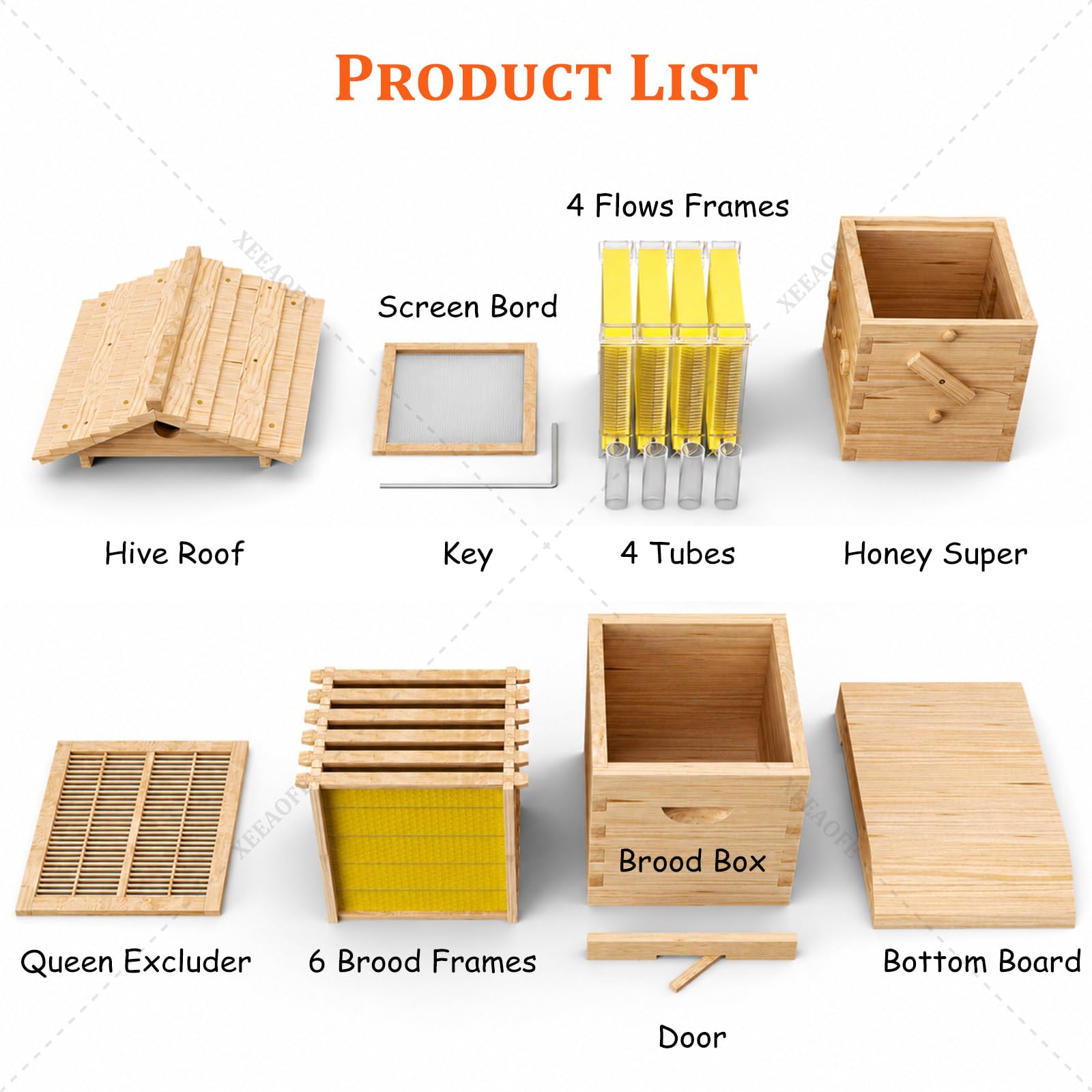Kit de Inicio de Colmena & Flow Hive, Caja de Abejas de Madera Completa con 4 Cuadros Flow, Ventana de Observación, Grifo de Miel, para Principiantes y Apicultura de Patio