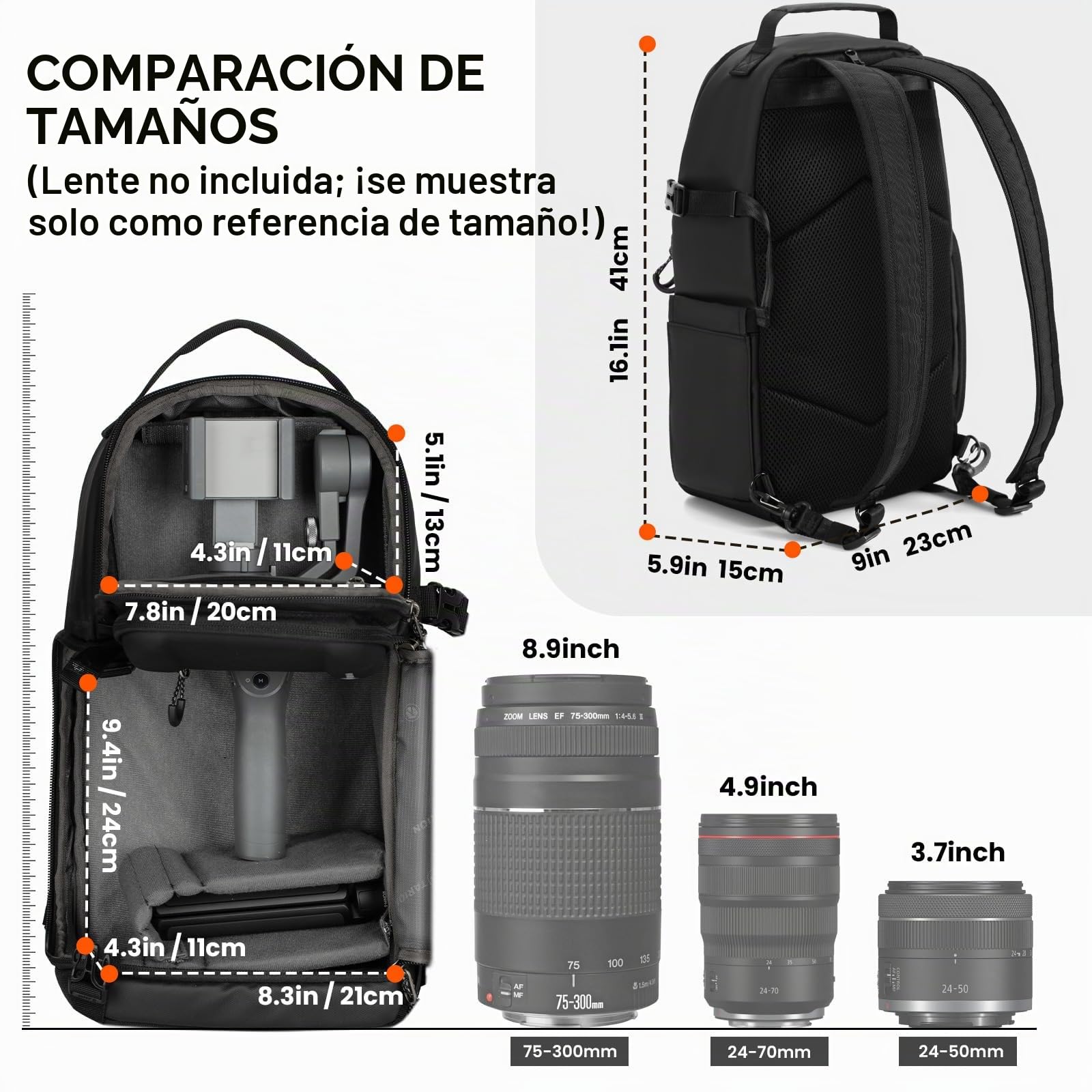 TARION Camera Sling Shoulder Bag - Photography Bag Backpack with Side Access Waterproof Raincover for DSLR SLR Mirrorless Cameras TR-S