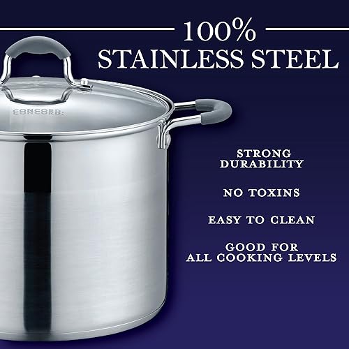 Miniatura 3 de CONCORD Olla de acero inoxidable con tapa de vidrio (compatible con inducción) ((10 QT)