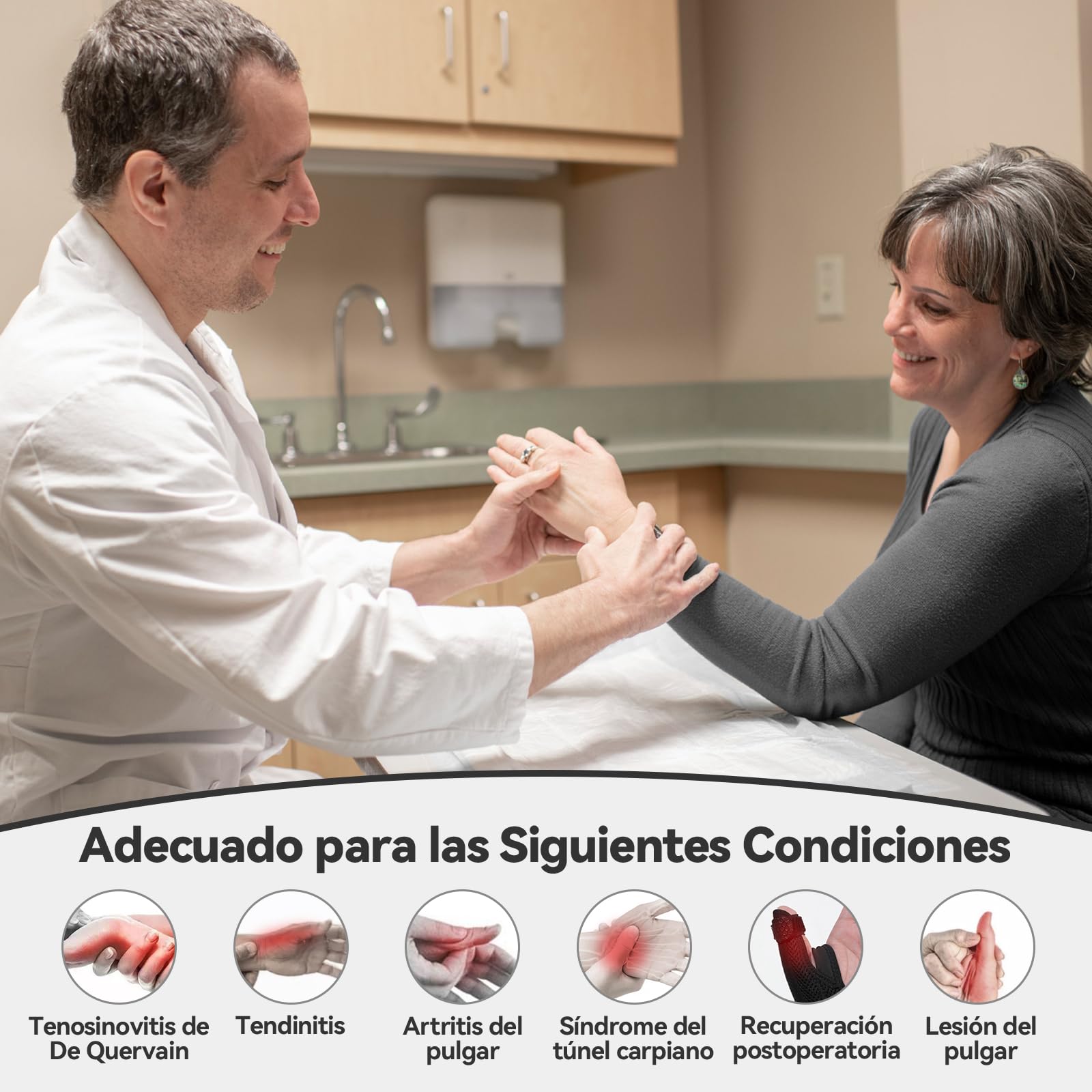 AGPTEK Muñequera Pulgar Derecho e Izquierdo con Soporte Desmontable, Férula Pulgar para Rizartrosis, Alivia el Dolor de Tenosinovitis Radial y del Dedo en Resorte, M(15-17cm)