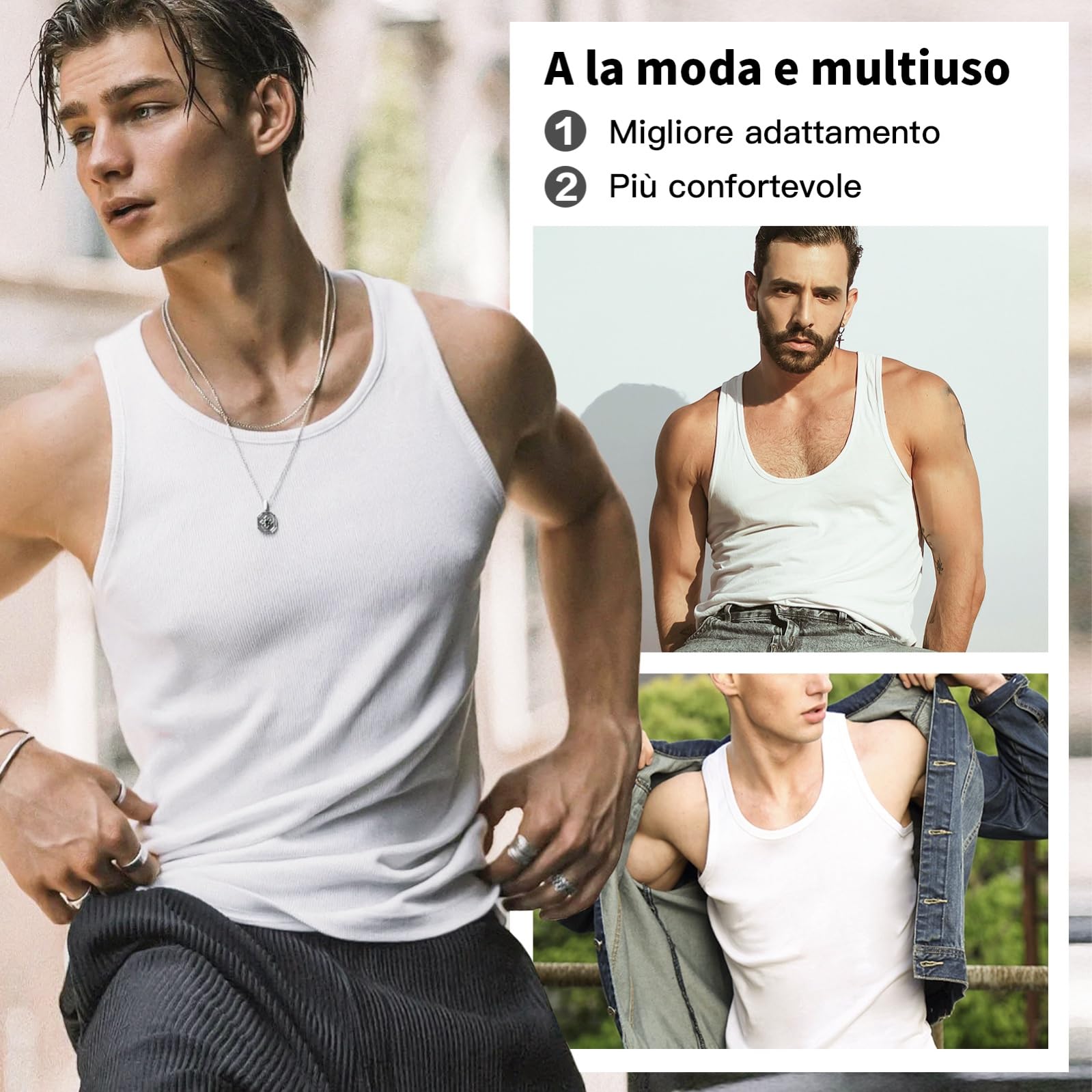 Smart Sir Canottiera Uomo (Pacco da 3 o 5), 100% Cotone, con Design a Molde Integrato. Colori: Vario, Taglie: S - 5XL