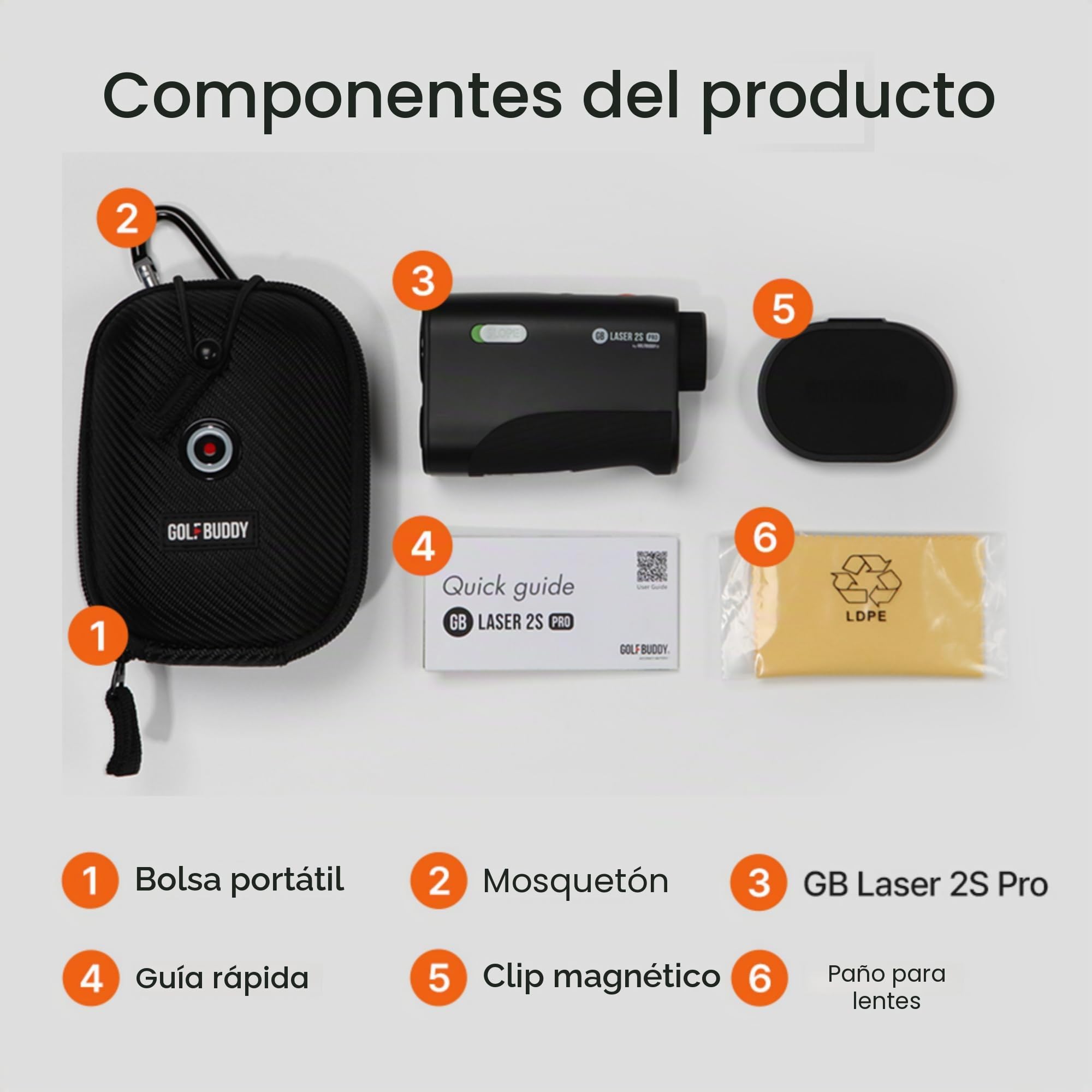 GolfBuddy GB Laser 2S Pro - Buscador de Rango de Golf con Pendiente, Rango de 2 a 1093 Yardas, buscador de Pines, vibración, Modo Buddy, escaneo y triangulación, buscador de Rango preciso para Mayor