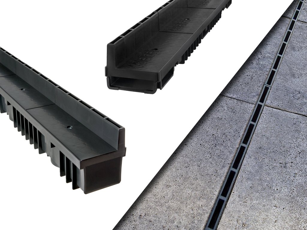S-lon Kit caniveau à Fente | 12 m | Type 20 (Hauteur 108 mm) | Noir (caniveaux)