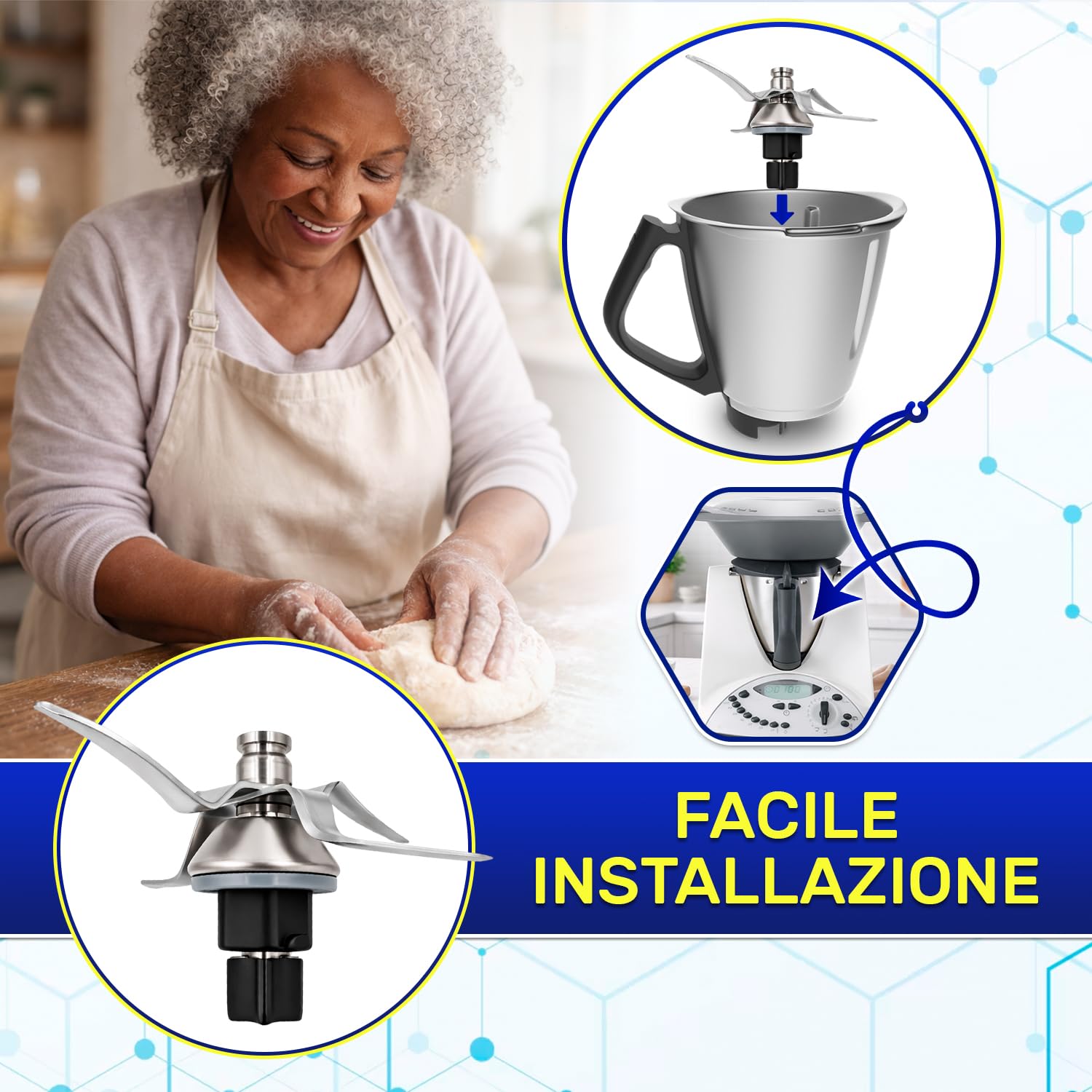 MONTERAL Gruppo Coltelli per Bimby TM31 con Guarnizione - Lame è Realizzato in Acciaio Inox per Vorwerk Robot da Cucina - Garanzia di 10 Anni
