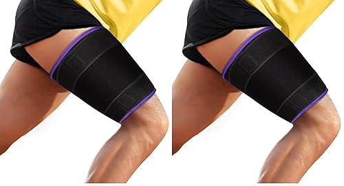 Miniatura 10 de supregear Soporte para muslo, envoltura cuádruple ajustable para isquiotibiales, manga de compresión de muslo de neopreno para músculos de la ingle