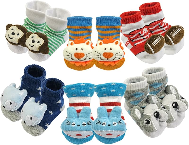 Adorable Baby 6 Pair Non-Skid Bootie Socks