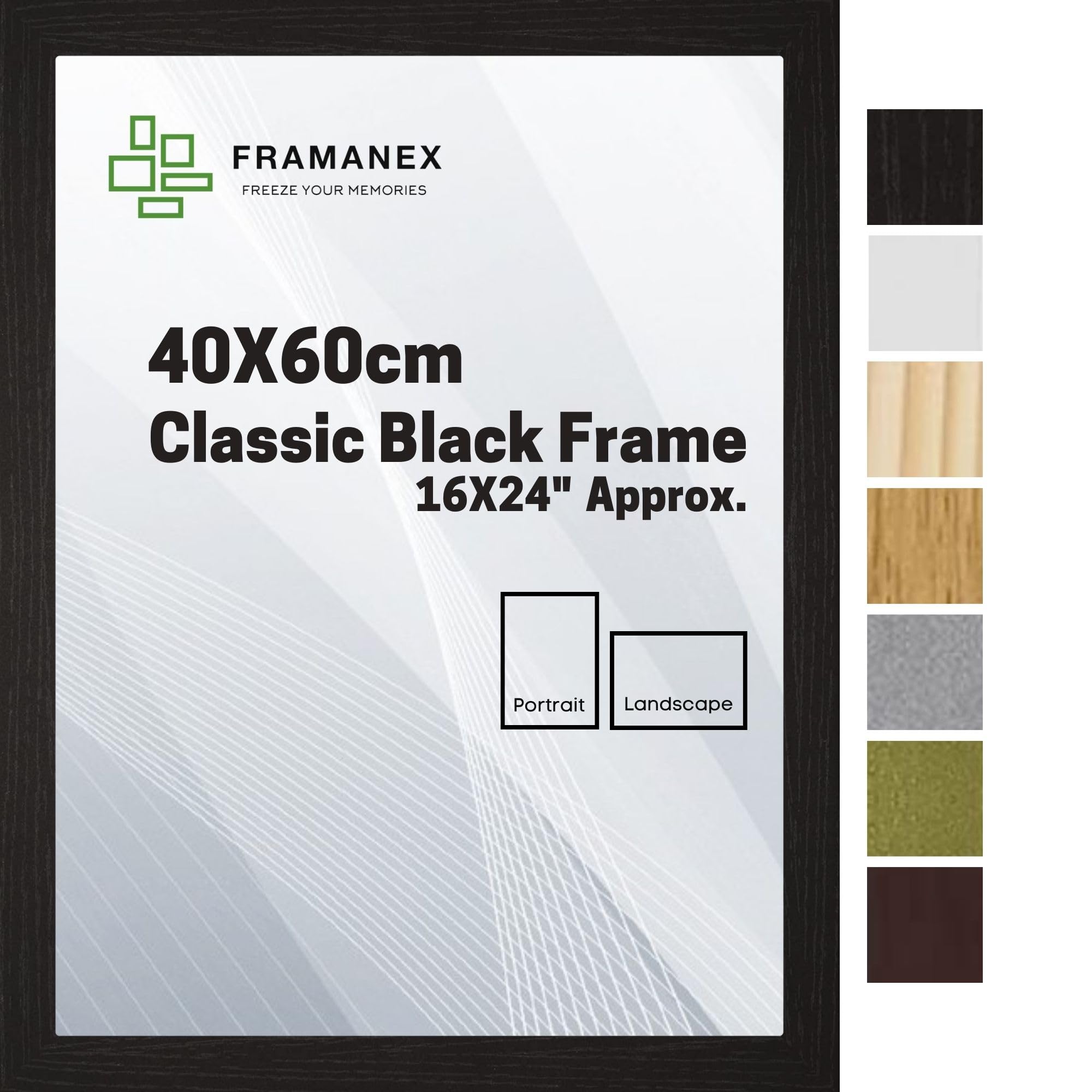 Framanex Black Modern Dome Shape Frames | Colour 40X60 Cm Picture Photo Poster Frames | 60X40 Cm Rectangle Picture Frame | Beautify Your Walls With Sd Mold Wood Finish Photo Frame