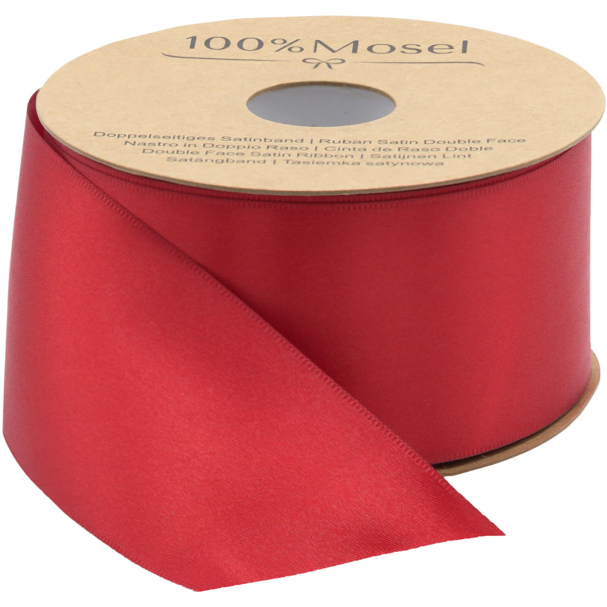 100% Mosel Satinband, in Weiß, matt glänzendes Geschenkband, edles Schleifenband zum Dekorieren & Basteln, zum Einpacken besonderer Geschenke, für Hochzeiten, Taufen, uvm.