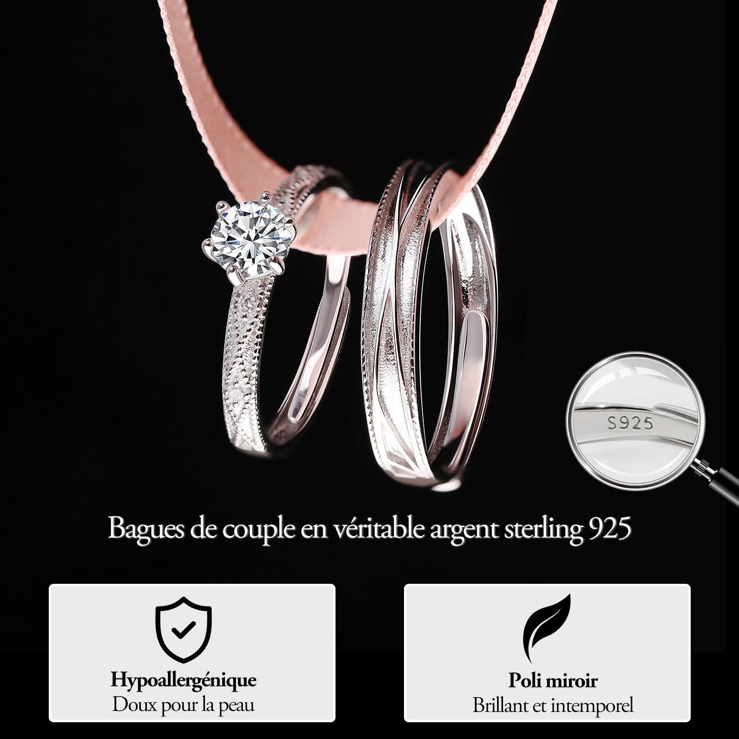 Meissa 0.5CT Engagement Rings for Women Men Wedding Bands Matching Couple Rings Set Promise Rings Valentines's Day Jewelry Gifts
