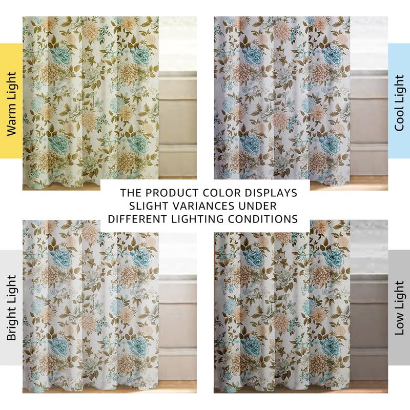 Image of Cloth Fusion Printed 100% Blackout Door Curtains 8 Feet Long Set of 2, Room Darkening Parda with Stainless Steel Grommets for Home Decor (8x4.5 Feet, Blue Blooms)