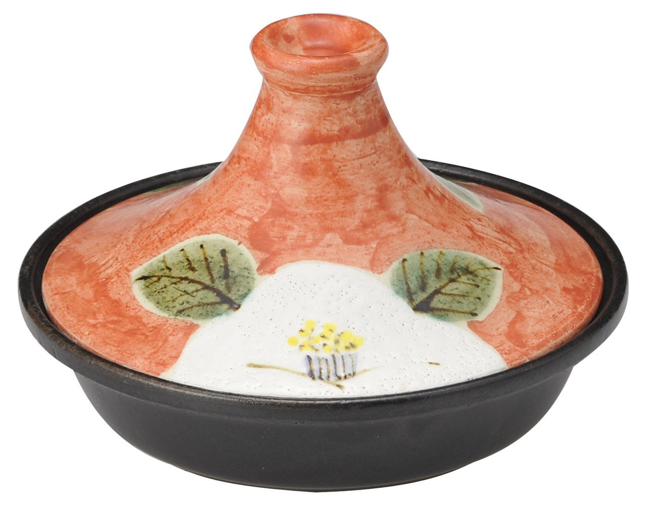 Plat à tajine sasanqua Banko Ware en céramique japonaise artisanale de Yokkaichi