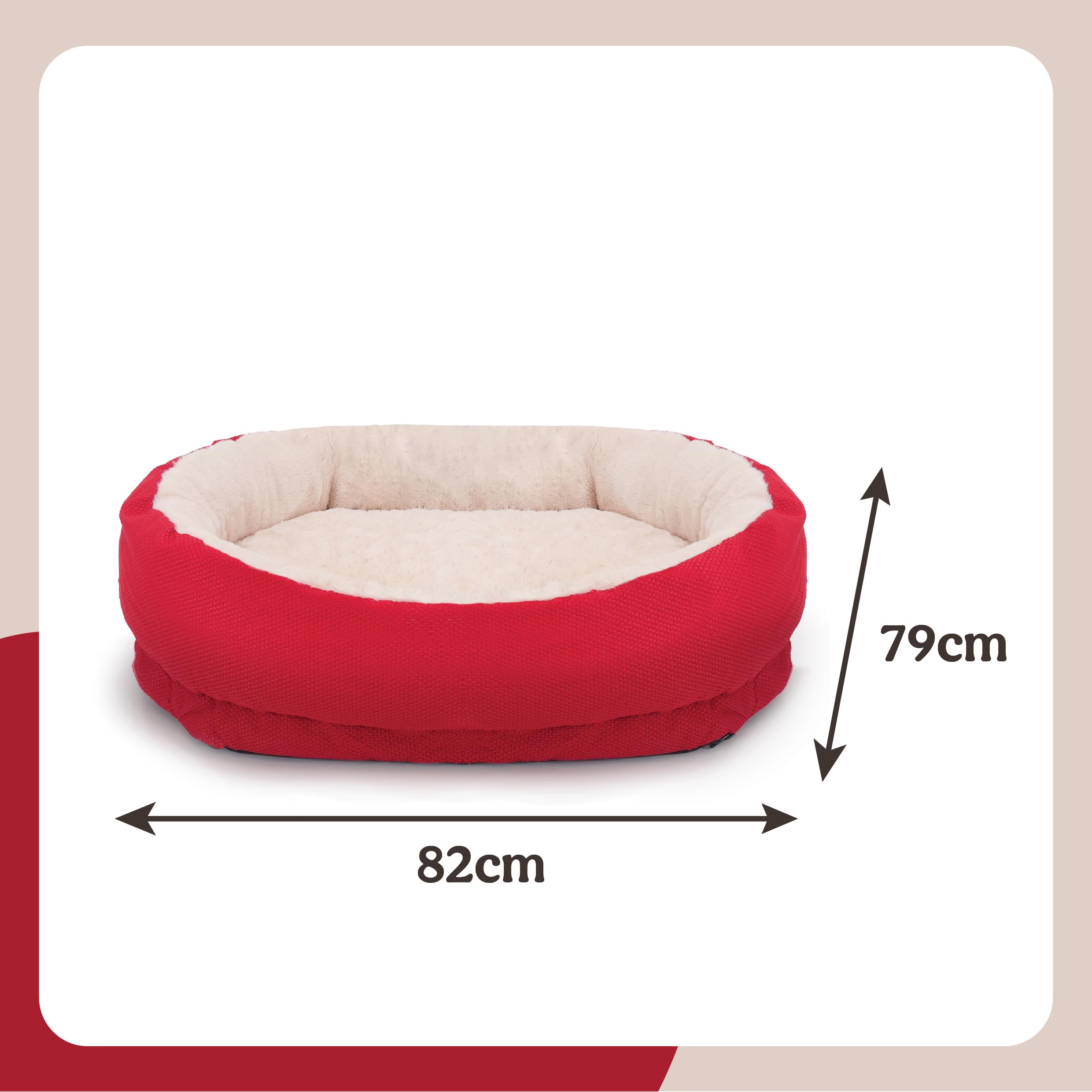 Cuccia per cani ortopedica in memory foam in palissandro, lavabile in lavatrice con copertura rimovibile, interno in peluche super morbido, rosso, 66 x 86 cm