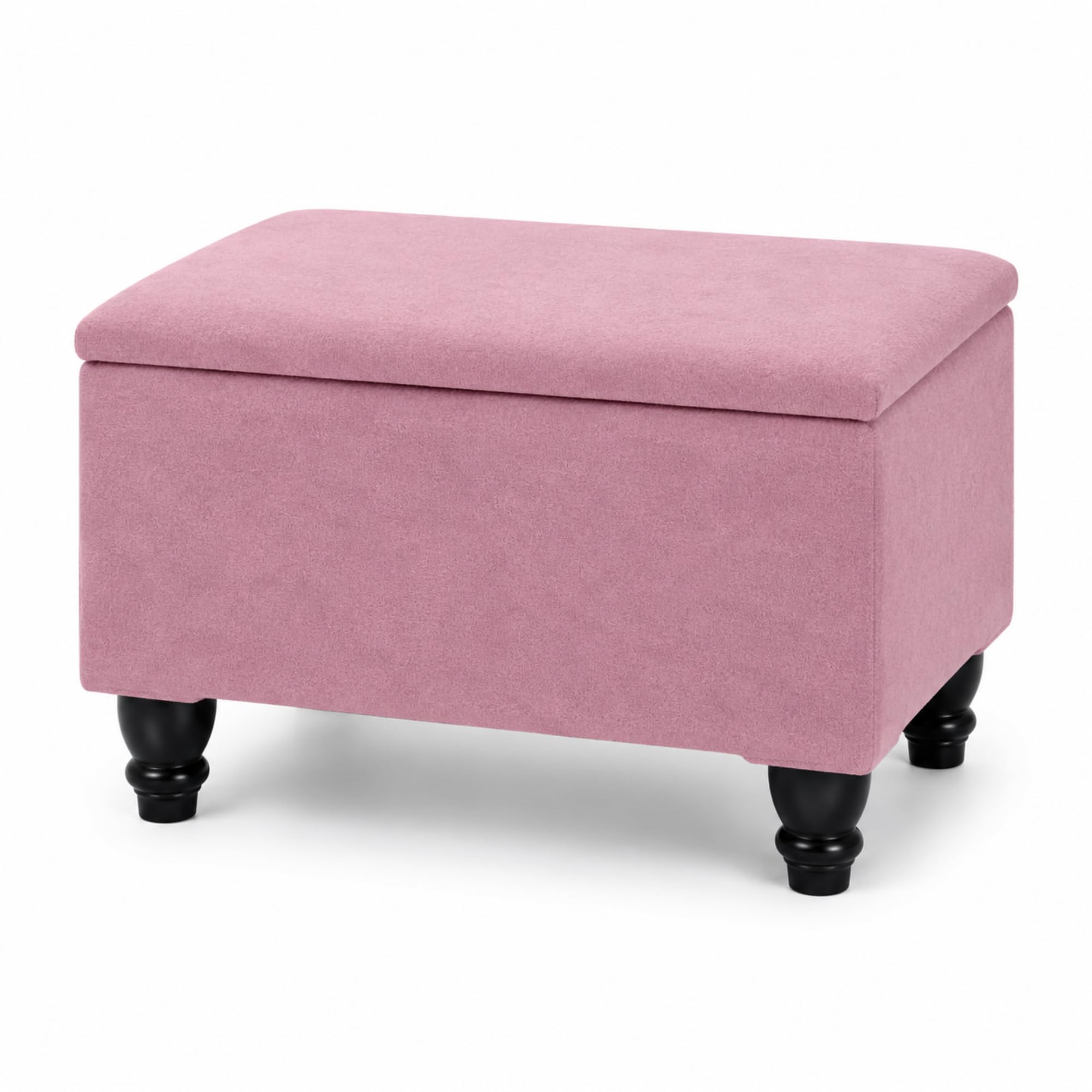 Small Ottoman Storage Footstool - Plain Top Ottoman Storage Box (Pink)