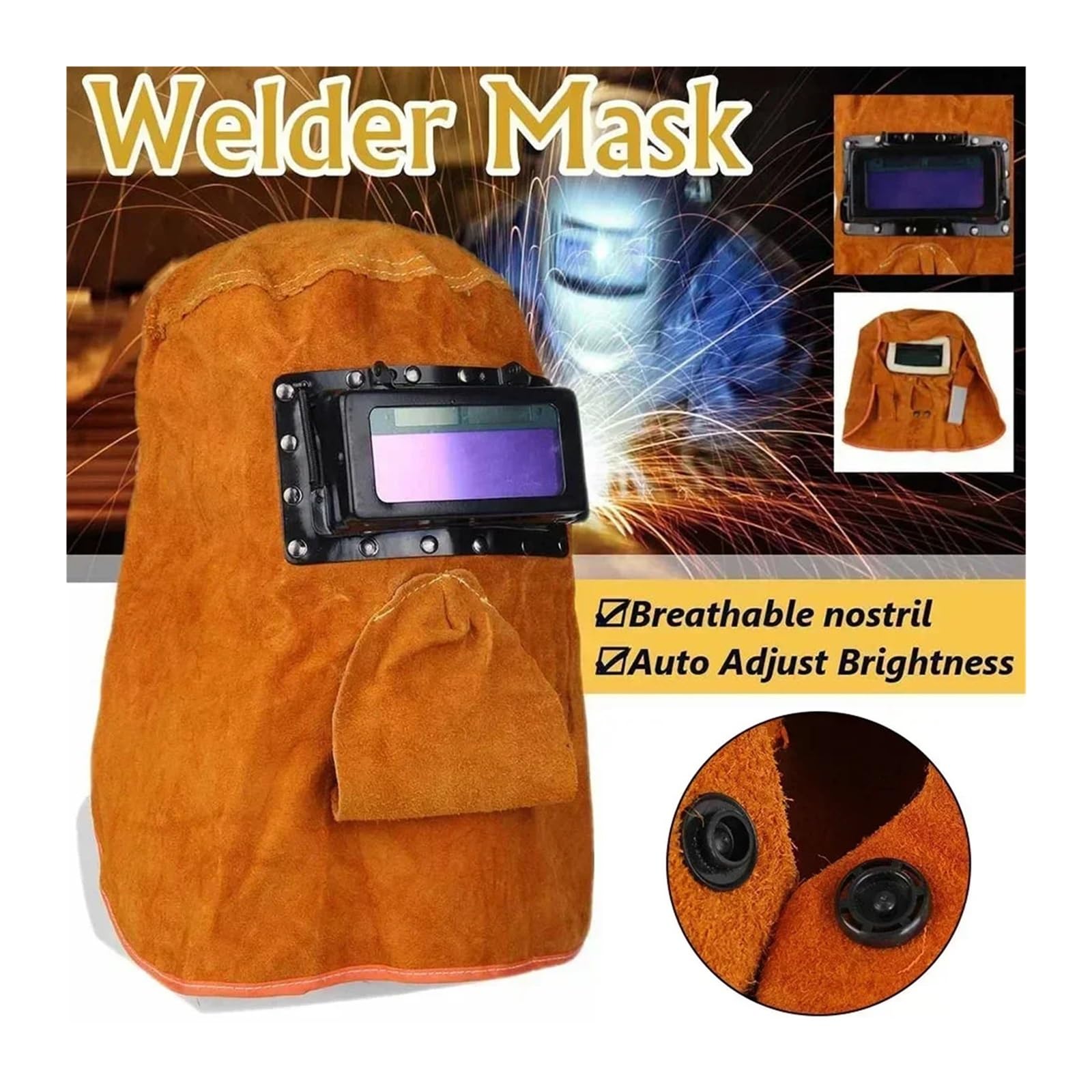 Solar Auto Dimmen Filter Objektiv Schweißer Leder Abdeckung Schweiß Helm Maske Spritzwassergeschützt for Augen Nase Schutz Schweißen Zubehör(A)