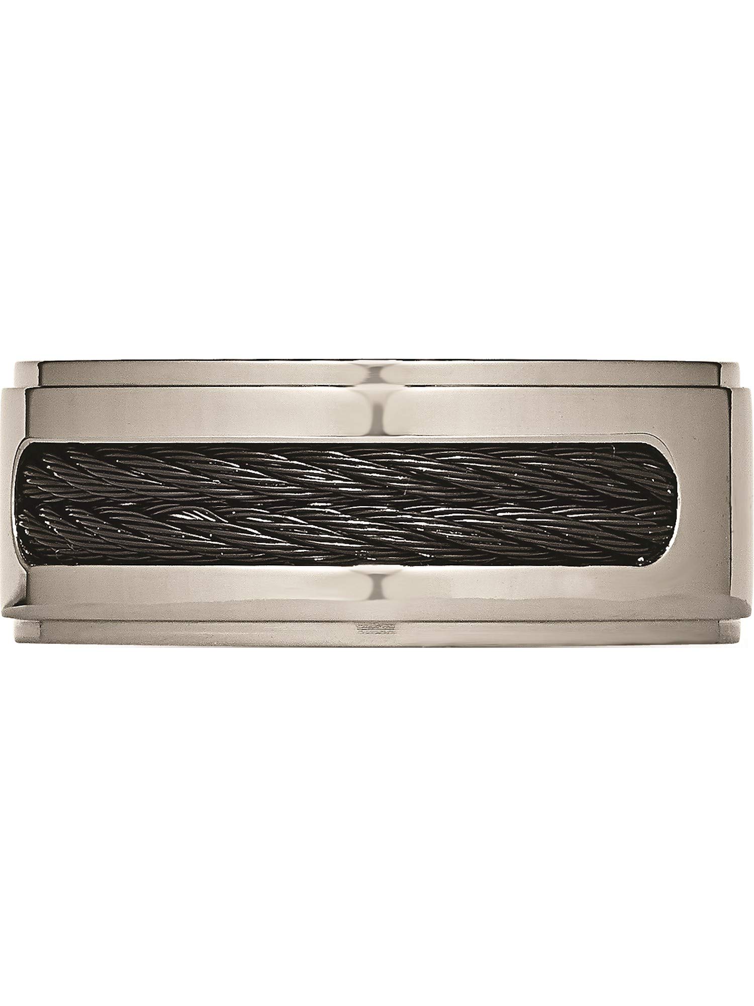 Chisel Titanium Black IP-Plated Cables with Diamond 10mm Polished Band (Width=10)