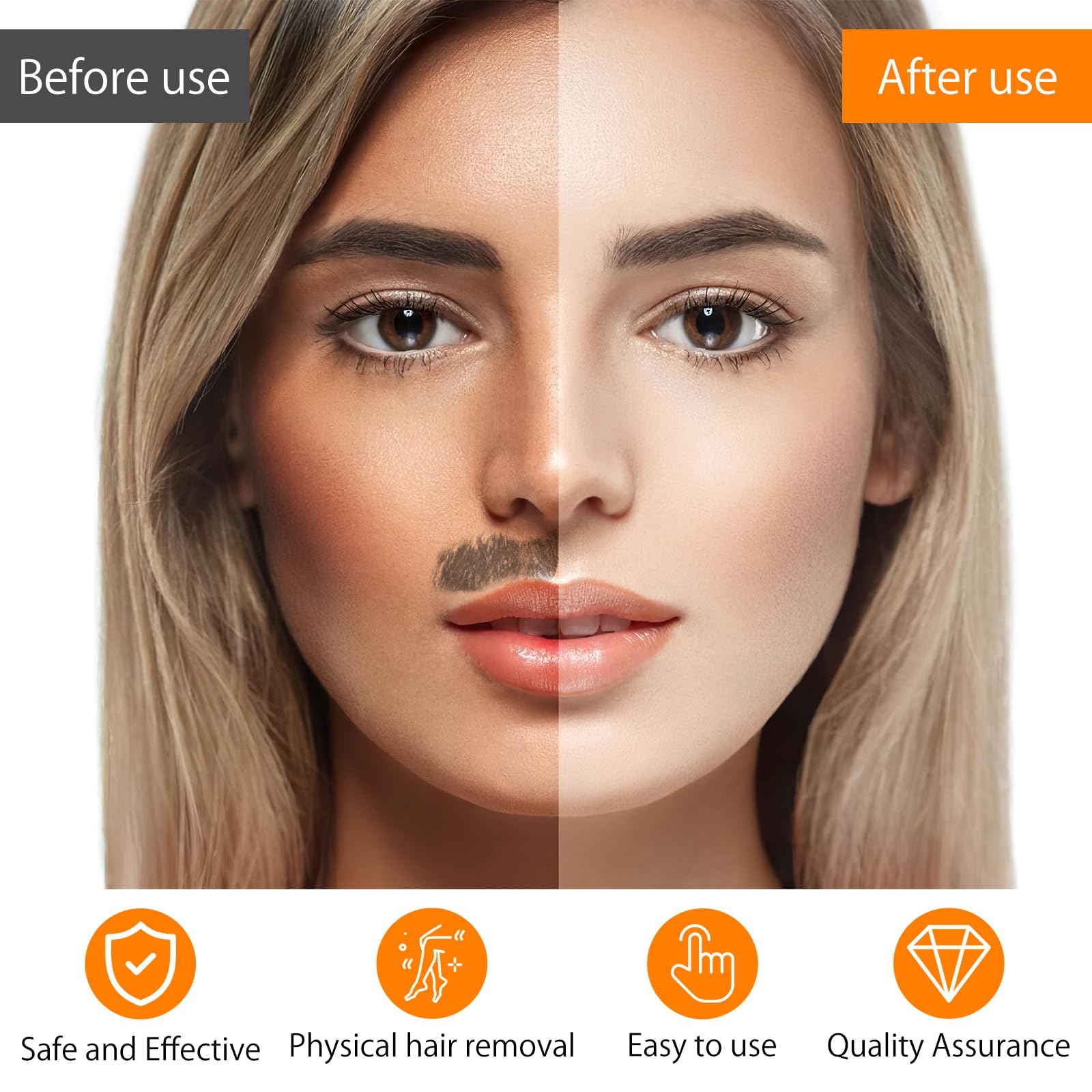 VOSSOT Épilateur électrique pour le visage pour femme, épilateur électrique pour le visage, épilateur USB pour le visage avec LED, épilateur pour le visage pour femme, masseur de visage, rasoir à