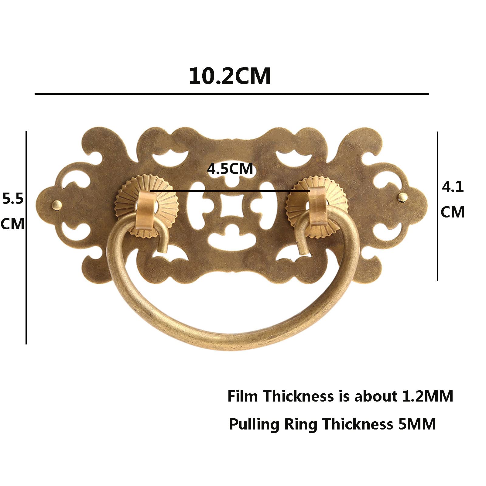 Mgoodoo 2Pcs Retro Cabinet Knobs, Hollow Copper Handle for Doors Drawers, Lockers, and Cabinets Vintage Lace Assembly Handles - Image 2