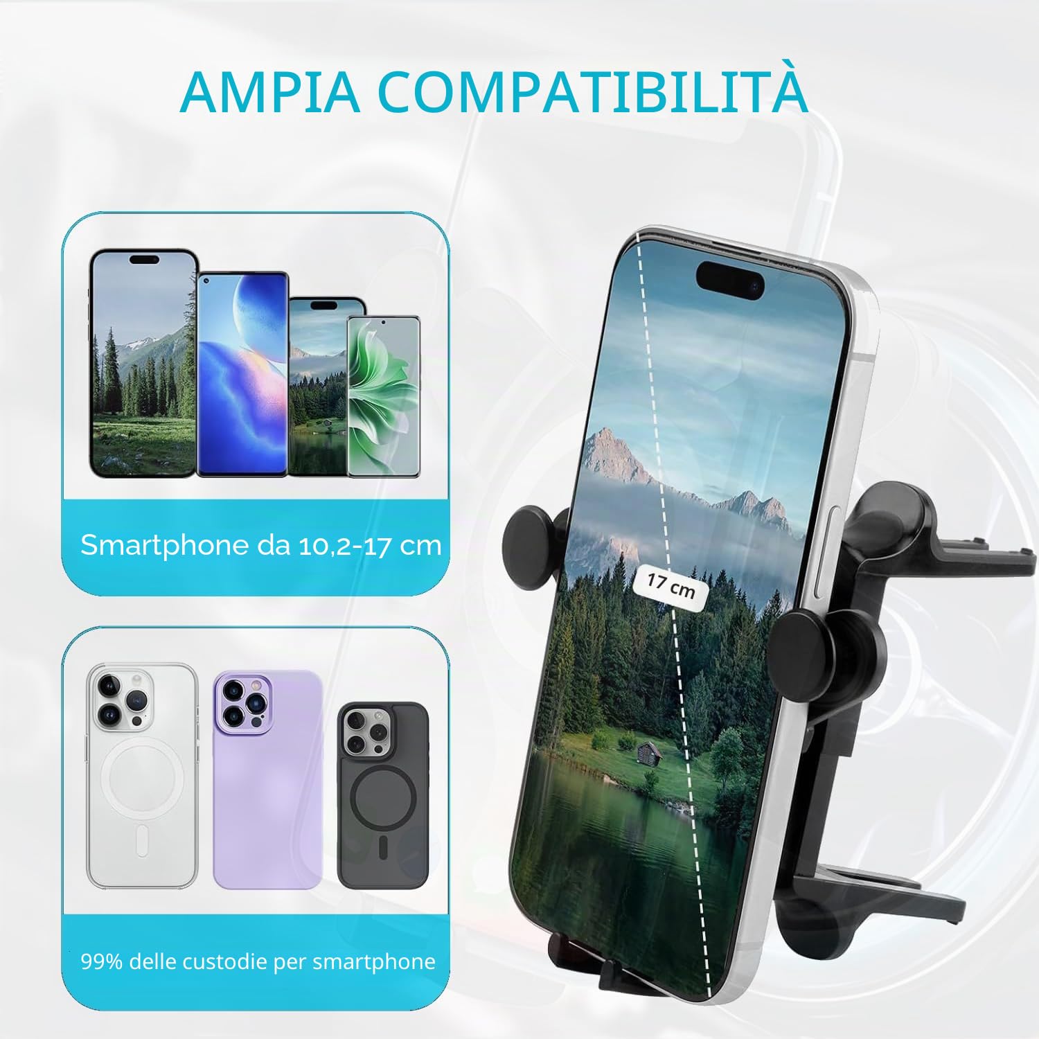 ICAILIN Supporto per telefono cellulare per auto per da Rotazione a 360 ° Supporto per telefono da auto per Smart 453,Forfour Fortwo Accessori,Mercedes Benz A/B/C/E/S,Mini Cooper