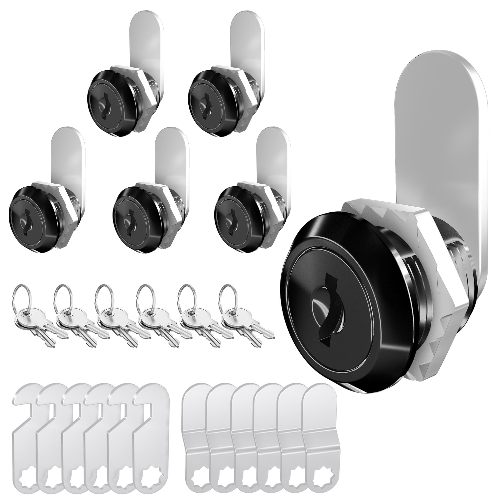 BOZXYE 6 Pack Cabinet Locks with Keys, 5/8" Cam Lock Keyed Alike, RV Cam Locks for Secure File Cabinet Drawer Mailbox Toolbox Lock Replacement, Zinc Alloy