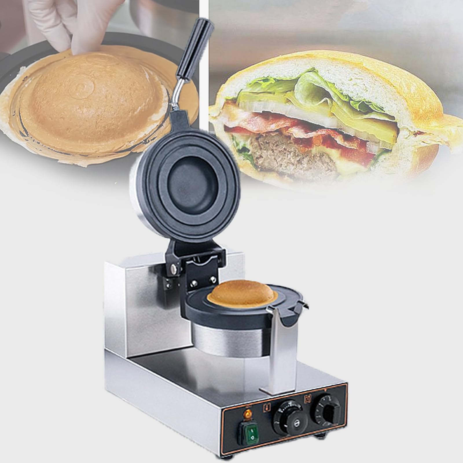Máquina Comercial para Hacer Hamburguesas y gofres, 1300 W, Antiadherente, para Hacer gofres, Prensa eléctrica para paninis y Hamburguesas con Control de Temperatura de 50 a 300 ℃,