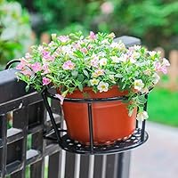 Vista 3 de HowRU Iron Art Hanging Baskets Flower Pot Holder Over The Rail Metal Fence Planters Assemble - Pack of 3 (Black)