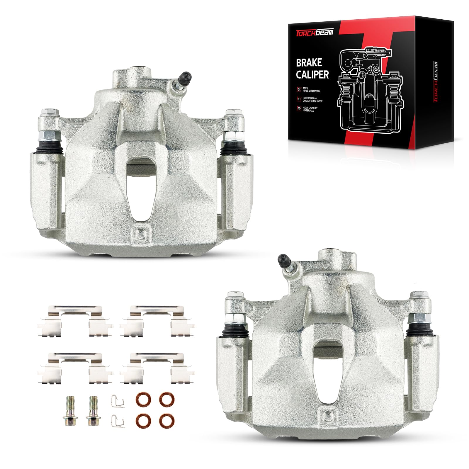 Torchbeam 2PCS Front Driver and Passenger Side Brake Caliper for Toyota 2004-2010 Sienna, 2005-2007 Avalon, 2004-2008 Solara, 2005-2006 Camry Disc Brake Caliper Assembly with Bracket #19B2715+19B2714