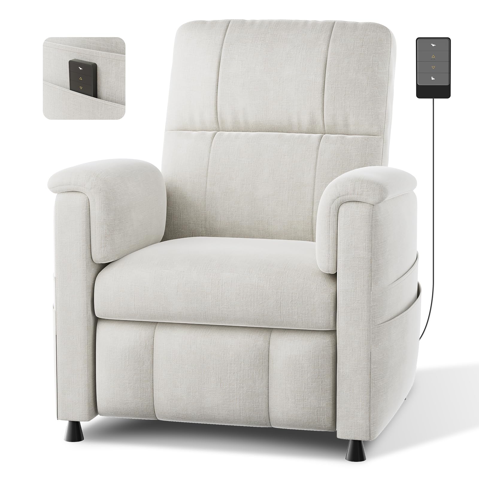 Pipishell Recliner Chairs for Adults, Recliner Chair with Remote, Adjustable Recline/Footrest, Chenille Fabric, High Back, Thick Seat Cushion,