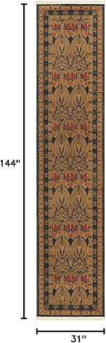 Miniatura 2 de Unique Loom Edinburgh Collection - Alfombra de área (2 pies 7 pulgadas x 12 pies, color azul marinobronceado)