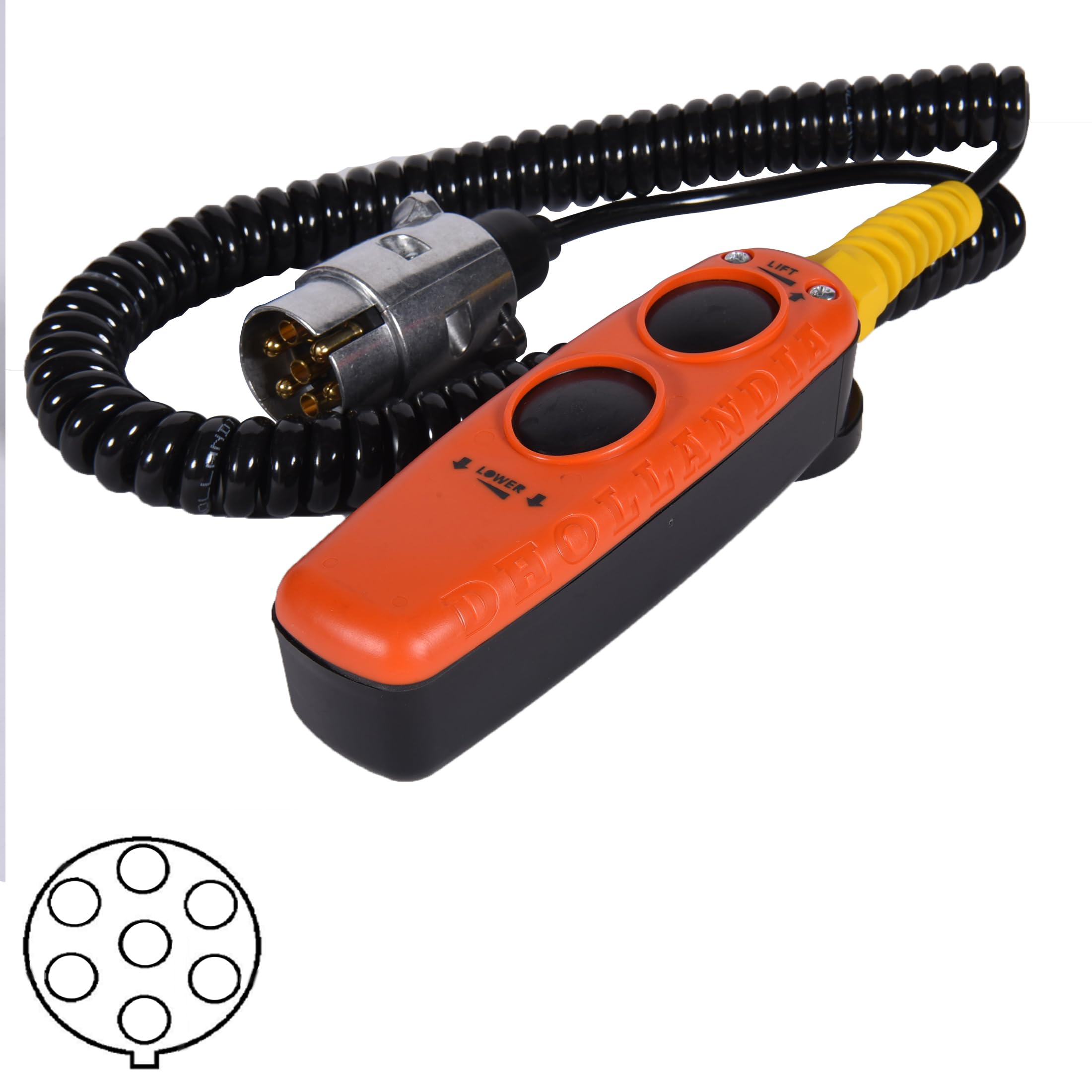 Partsline Télécommande filaire 2 boutons montée/descente pour hayon élévateur prise 7 broches fixation magnétique équivalent à E0787.2.H - DHOLLANDIA, ERHEL, MBB-INTER, MIC, ANTEO, HYDRIS