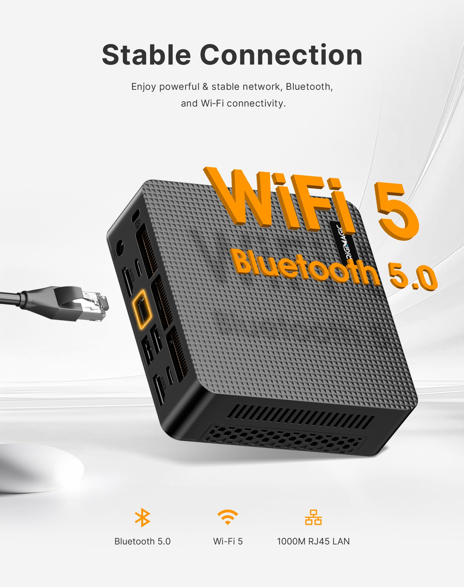 Mini PC C5 Ryzen 5 3500U 8GB RAM DDR4 256GB SSD Ordinateur de Bureau Compact Triple écran 4K 60Hz
