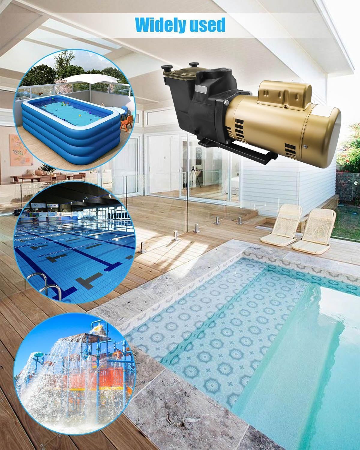 W3SP2607X10 Pool Pump Replacement for Hayward SP2607X10, 1 HP Single Speed, 115/230V, for Above and In-Ground Pool and Spa