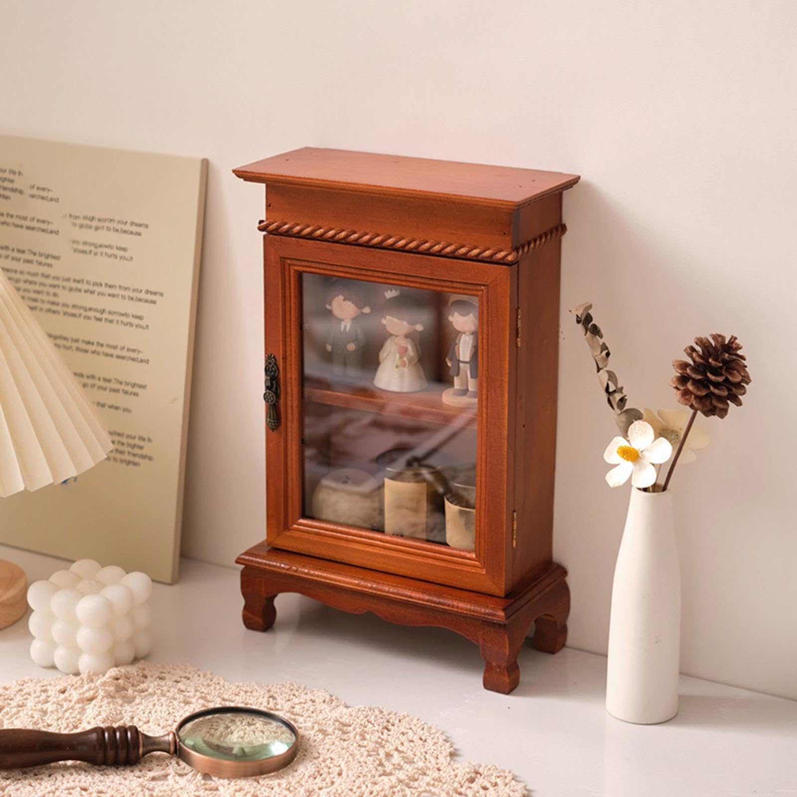 ATORSE Small Desk Cabinet Save Space Counter Box Bedside Showcase Organizer Dresser-image-29