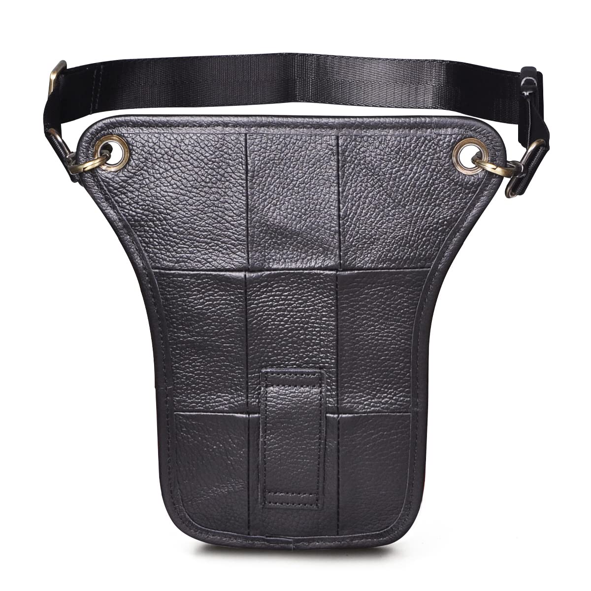 Herren Womens Echte Leder -Motorrad -Motorrad -Wanderwanderung Taille Pack Bein Oberschenkel Kreuz über Messengerbeutel (Schwarz)