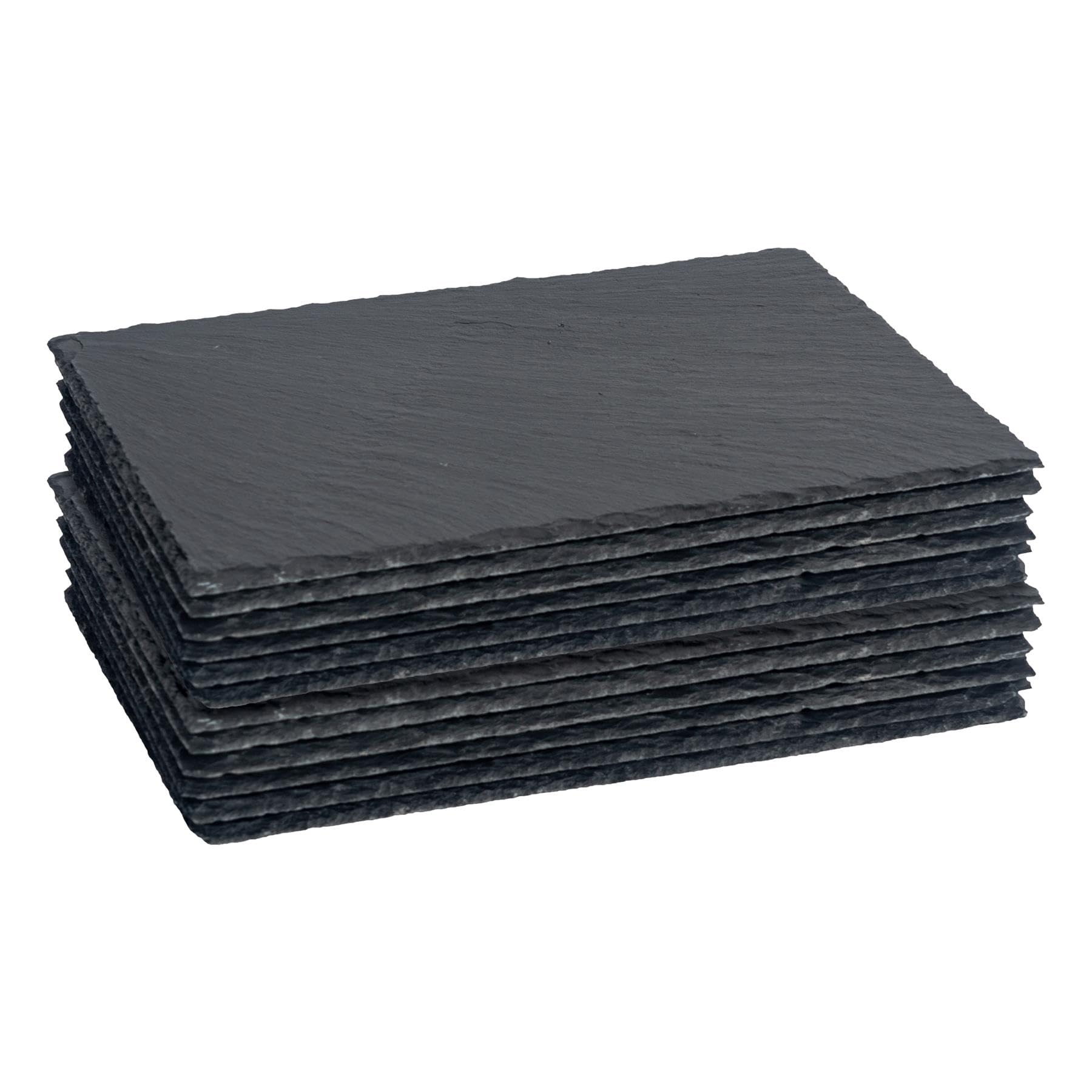 Argon Tableware Rectangle Slate Placemats - 30 x 20cm - Pack of 12 - Black Natural Stone Slate Dinner Mats Dinnerware Plate Placemats for Kitchen, Home, Bar, Restaurant, Weddings, Events โ image 1