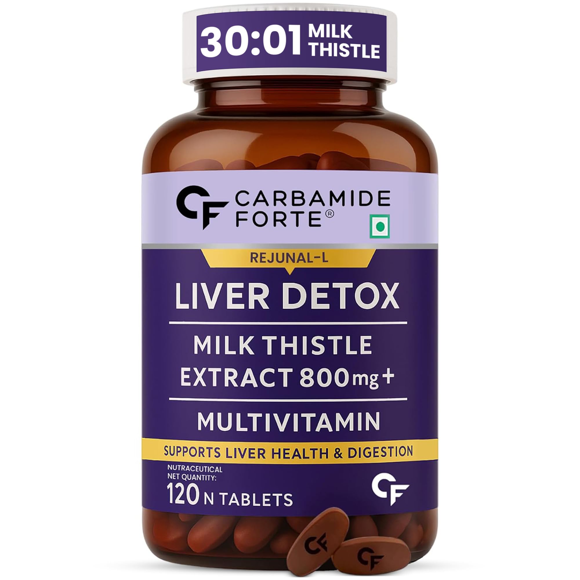Sponsored Ad - Liver Detox Supplement with Milk Thistle | 800mg Milk Thistle Extract (30:1) | Liver Detox Tablets with Added Multivitamins & Amino Acids – 120 Veg Tablets