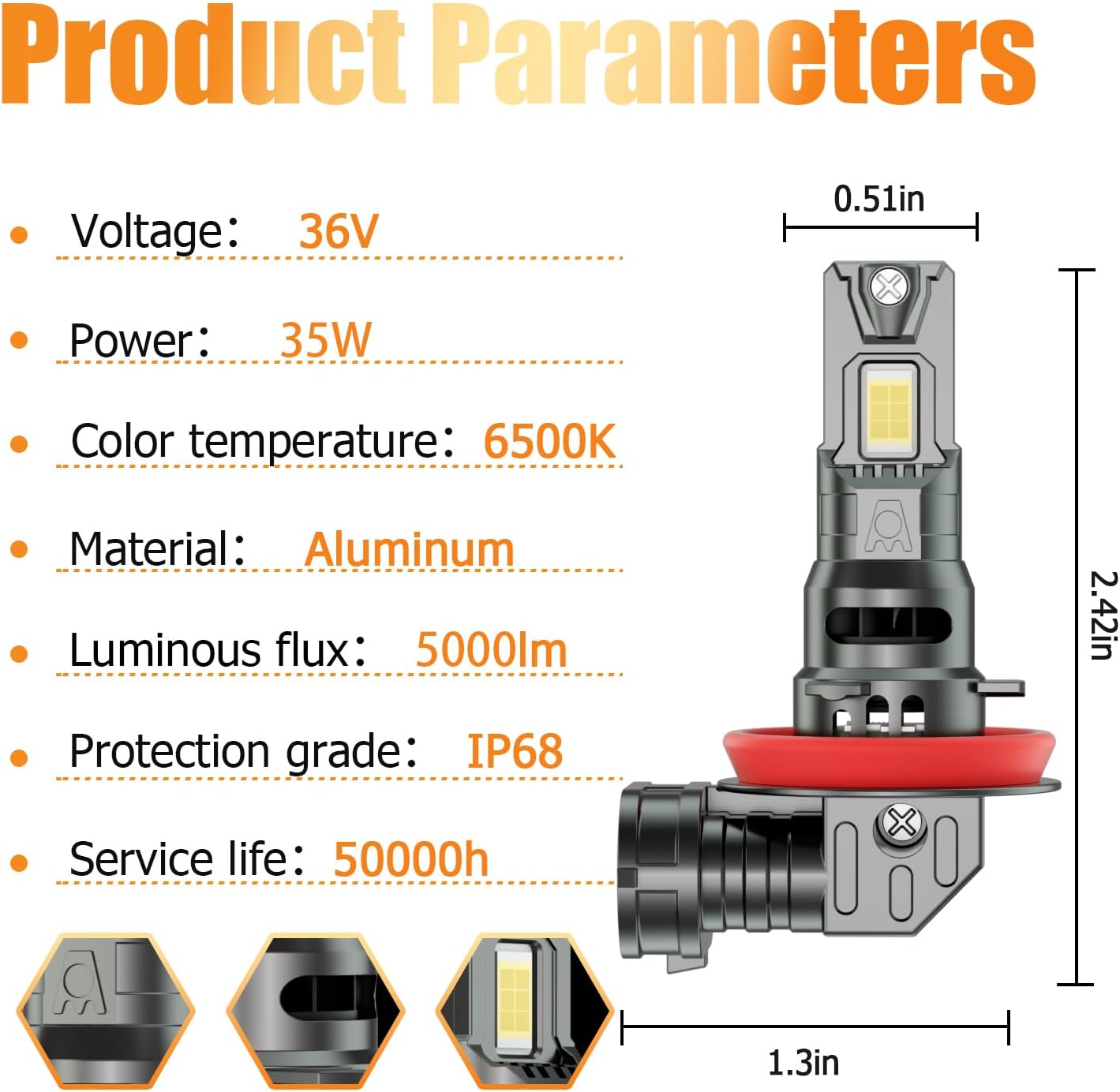 for Honda Pilot 2006-2018 Fog Lights Bulbs Combo, 6pcs Super Bright White Dual Beam and Fog Lights Blubs Package, 1:1 Size as Stock Bulbs, Plug and Play