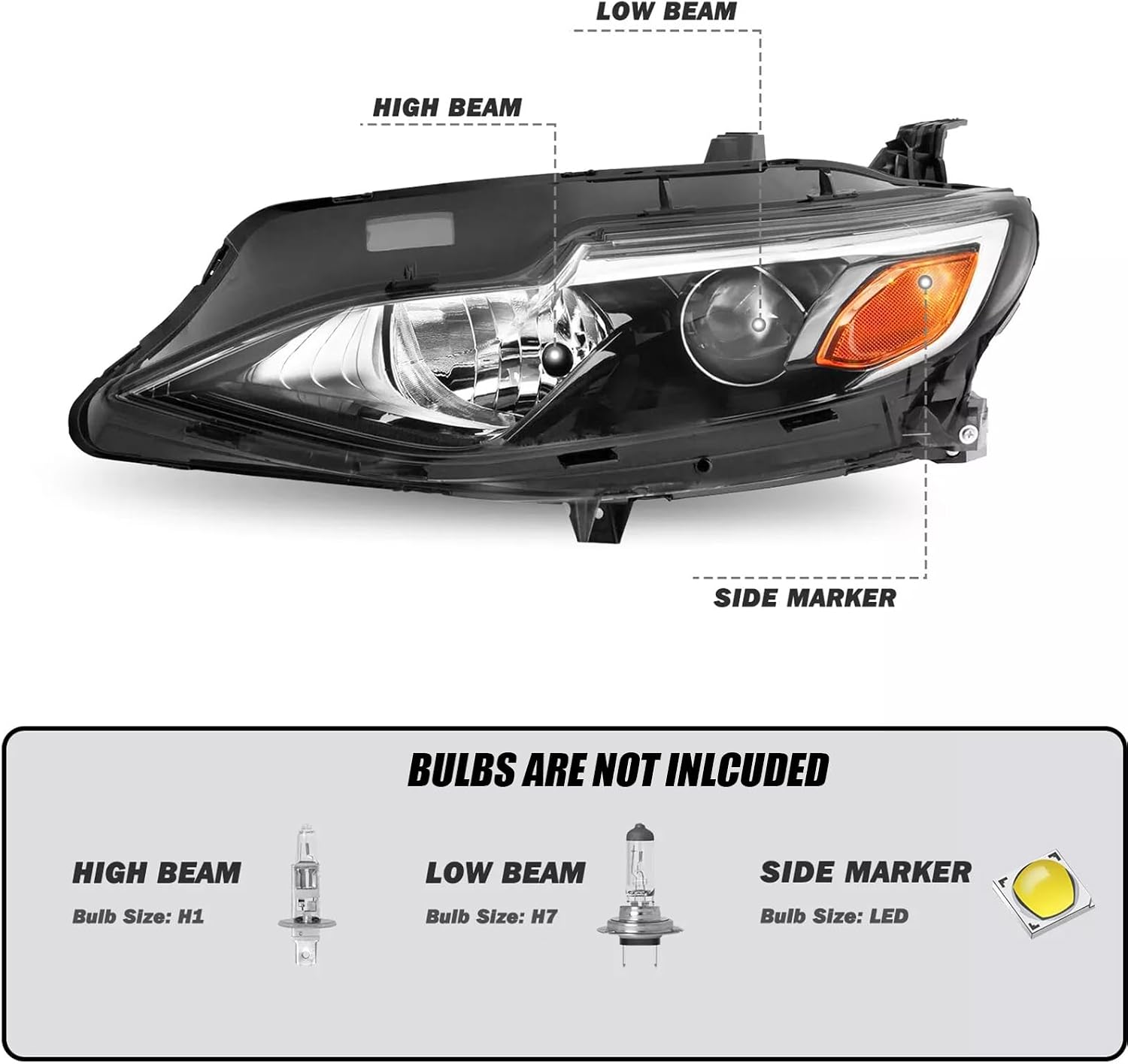 For Chevy Malibu 2019 2020 2021 2022 Headlight Assembly 19-22 Malibu Halogen Model Head Lights Headlamp Driver and Passenger Side Replace GM2502498 GM2503498